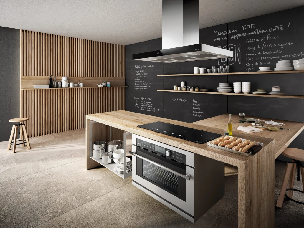 Elica JOY ISLAND BLIX/A/90 90cm hood in black glass at Tahboub Appliances Jordan
