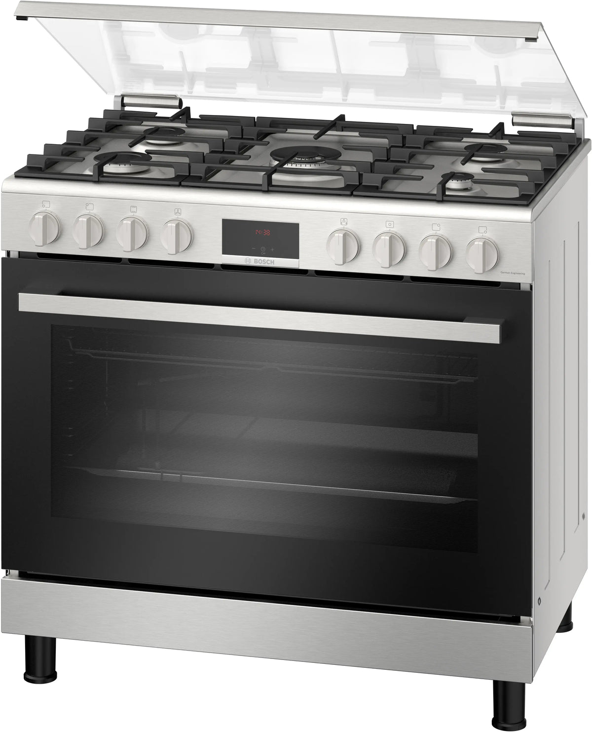 Bosch HGW3FSV51S Serie 6 Freestanding Gas Cooker 90CM 125L Stainless Steel with LED Display Control product image 1