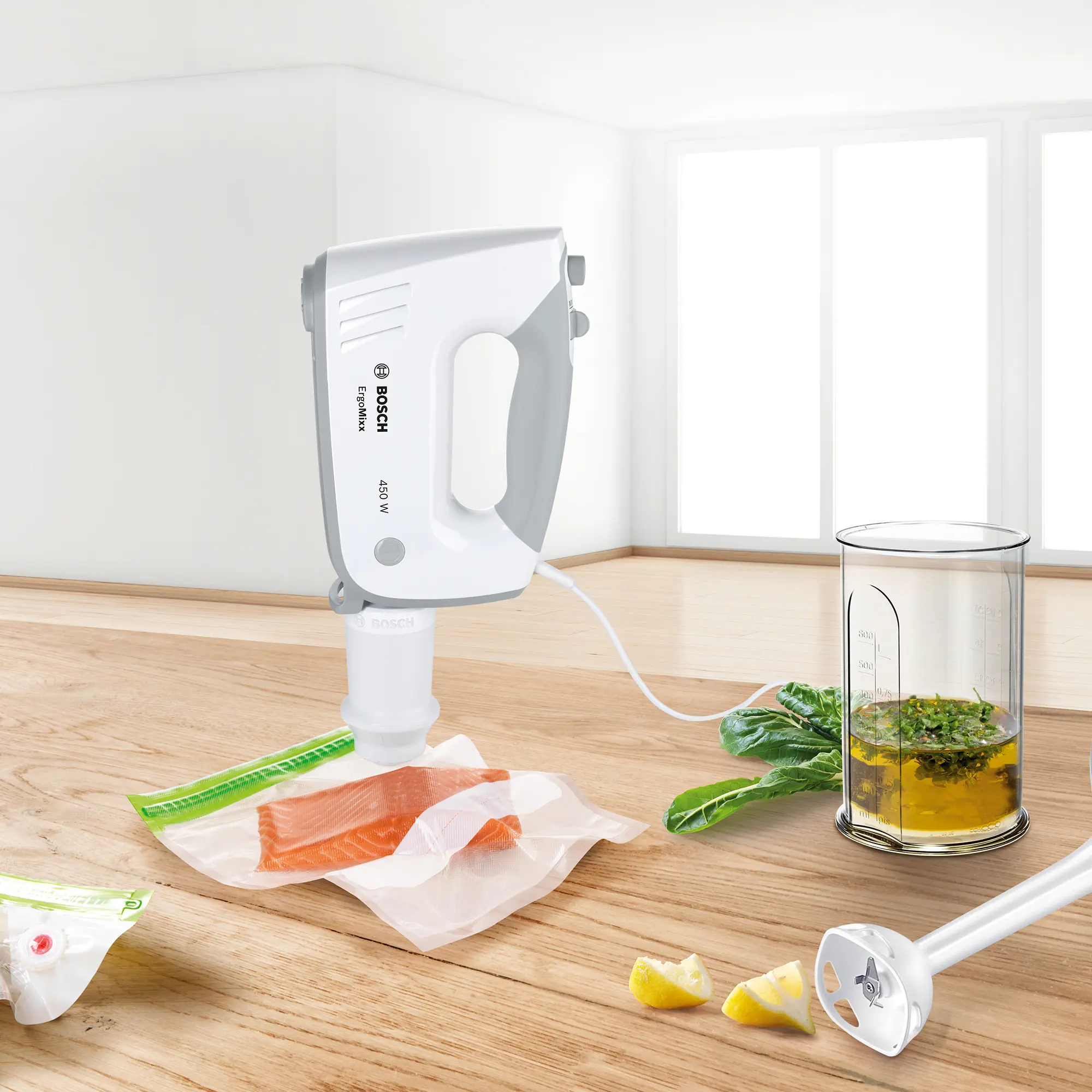 Bosch MFQ364V0 ErgoMixx Hand Mixer 450W with Fresh Vacuum System White product view 9