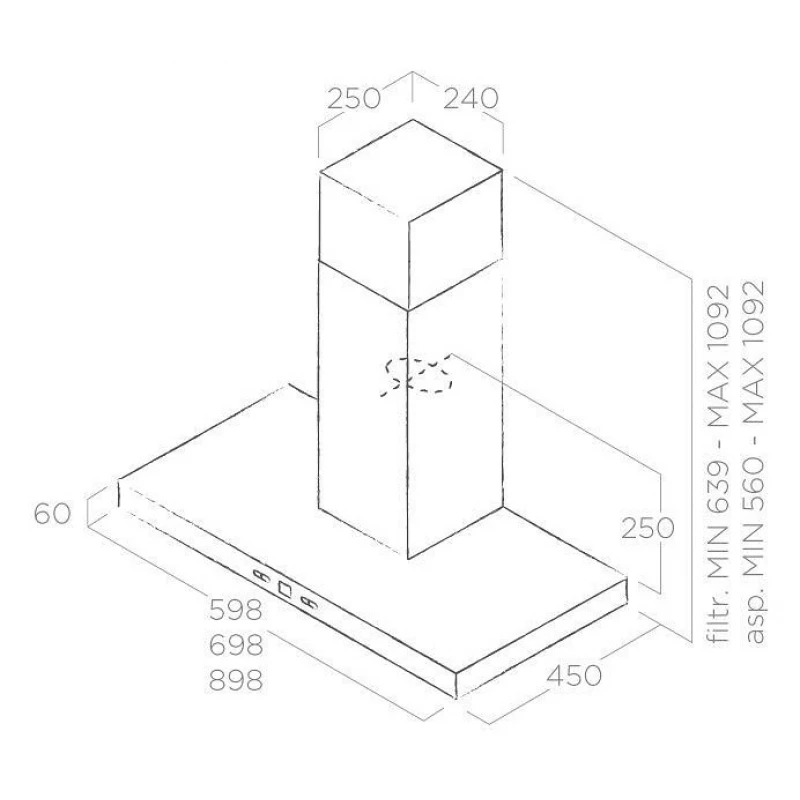 ELICA CRUISE IX/A/90 Wall Hood 90cm 800m3/h Stainless Steel