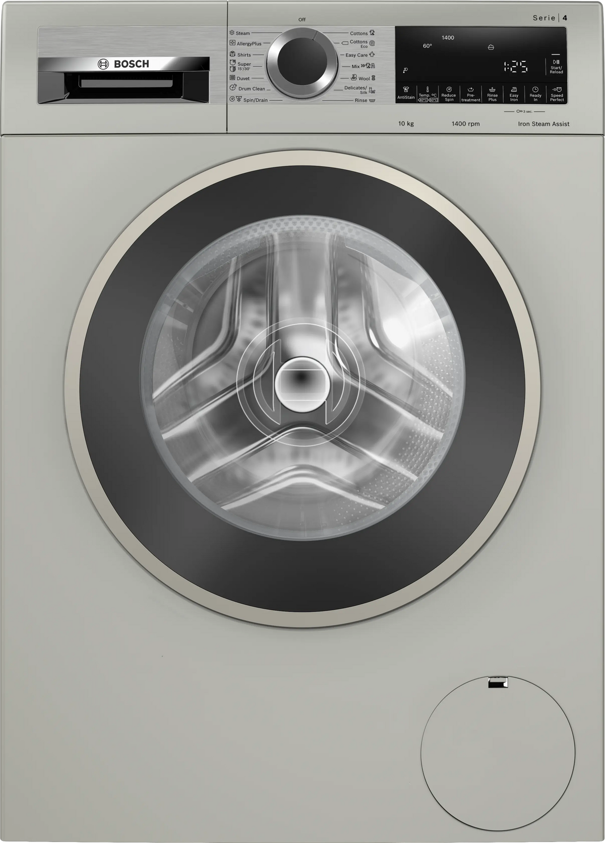 Bosch WGA2540XME Series 4 10 kg front-loading washing machine in Silver inox - front view
