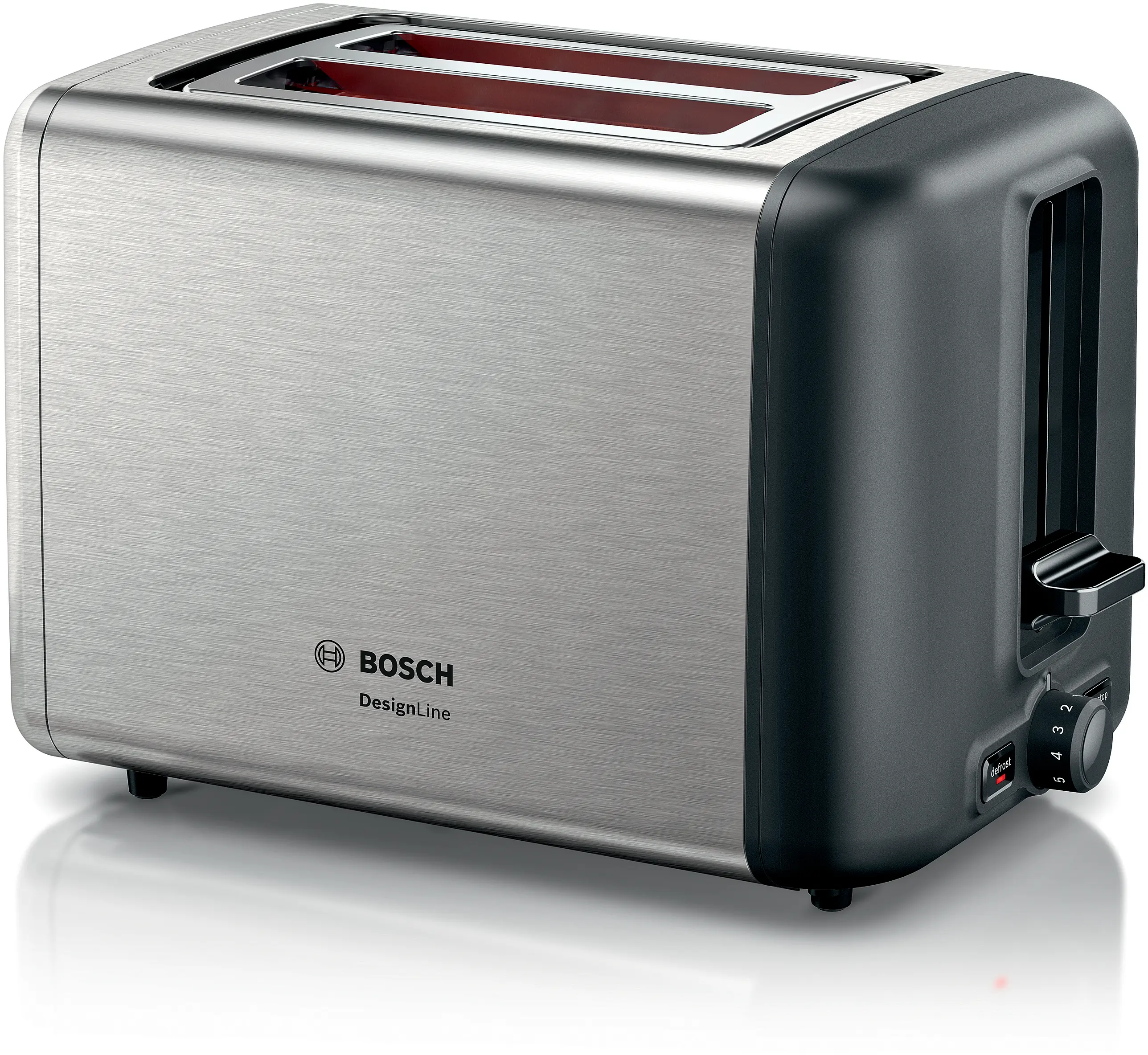 Bosch TAT3P420 DesignLine Toaster 820-970W Stainless Steel / Black product view 2