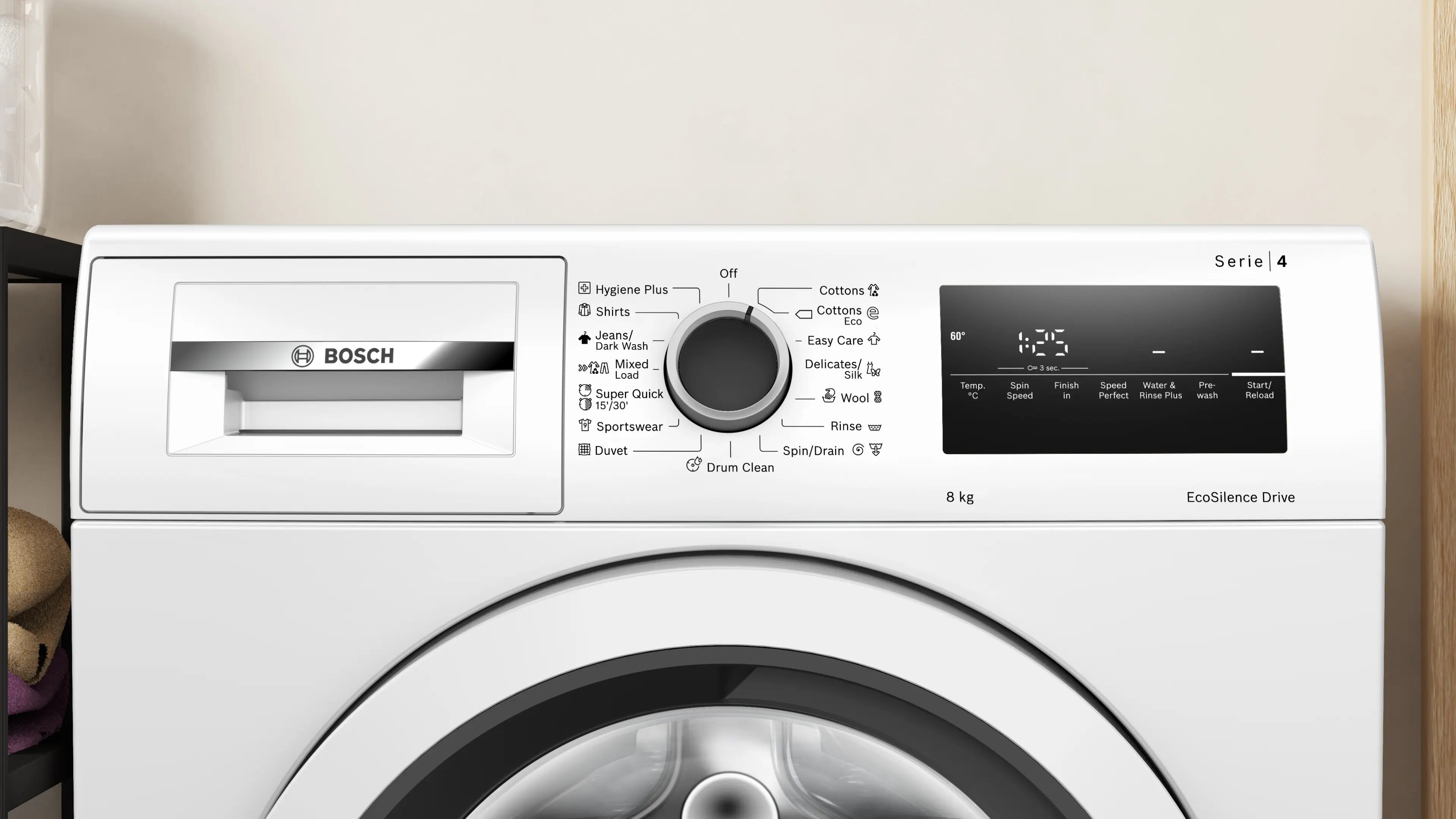 Bosch WAN24200ME front-loading washing machine in white - angled front view