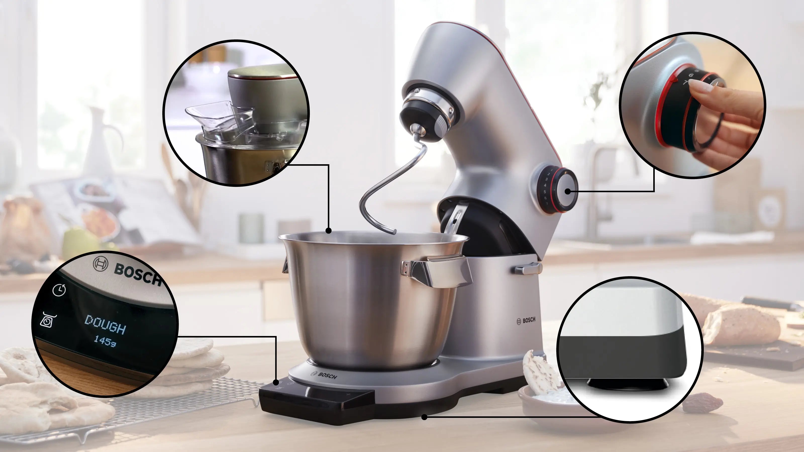 Bosch MUM9YX5S12 Series 8 OptiMUM Kitchen Machine with Scale 1600W Silver Black product view 5