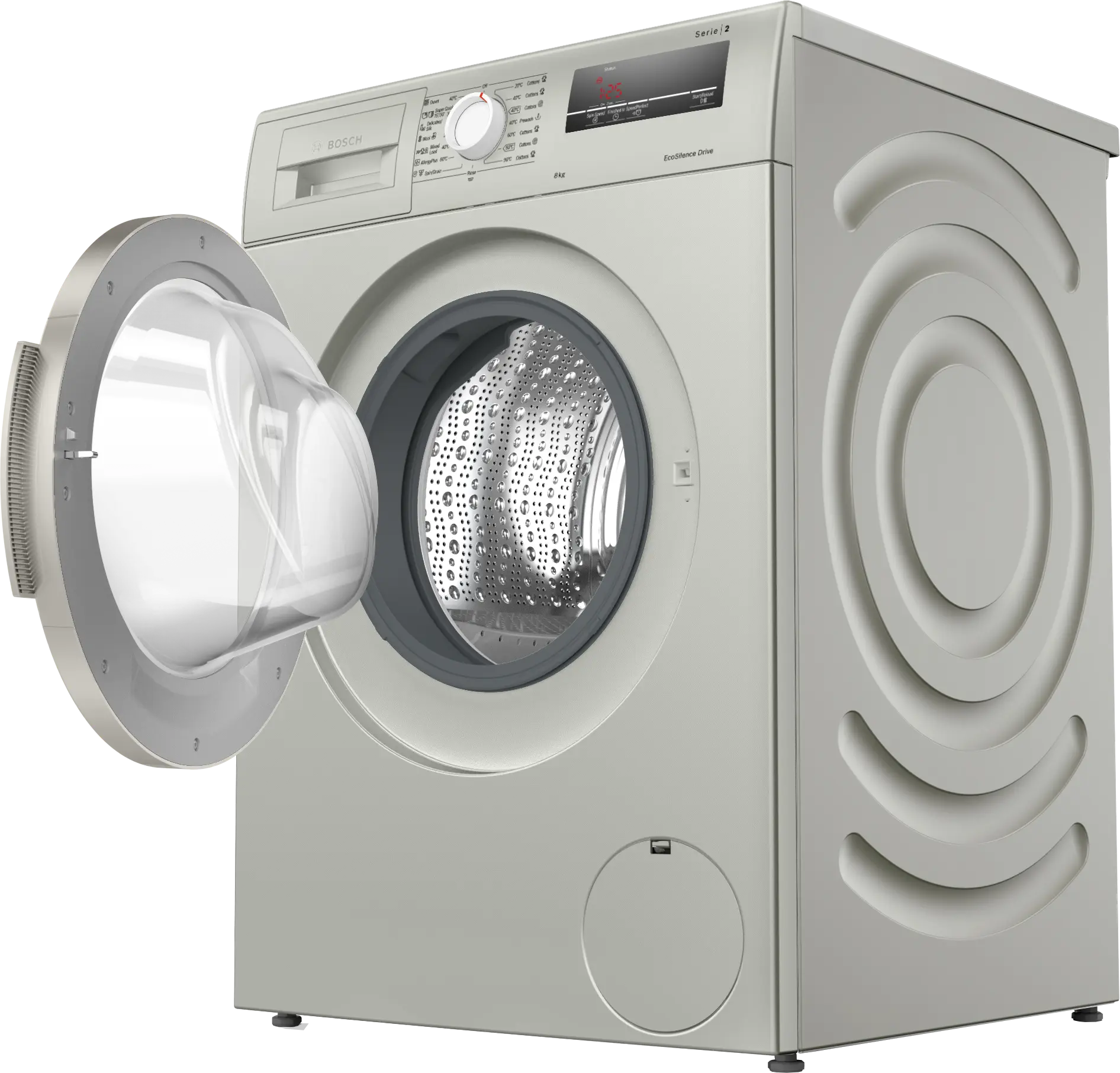 Bosch WAJ2018SME front-loading washing machine in silver inox - product detail view