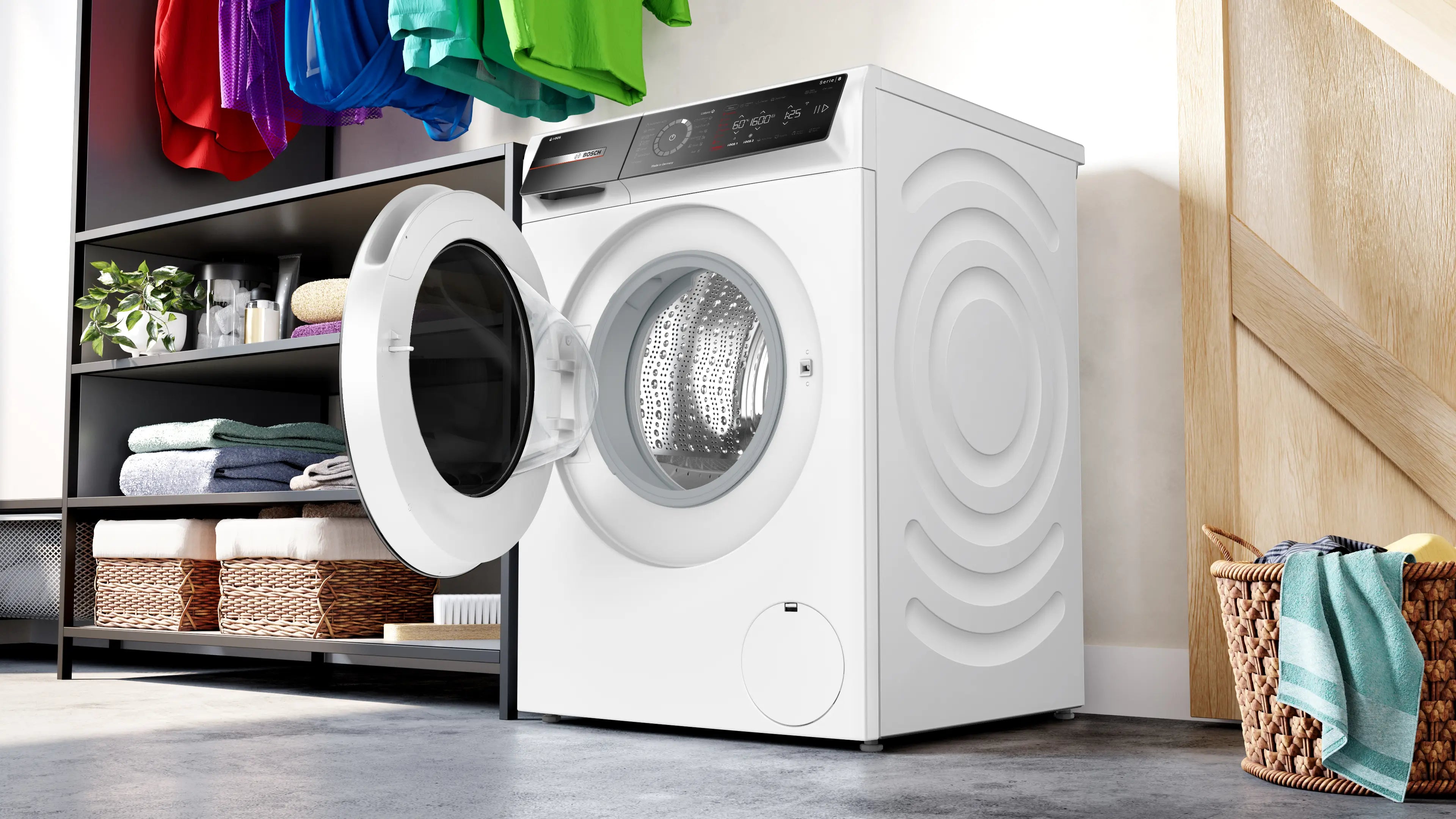 Bosch WGB256A0ME front-loading washing machine in white - product detail view