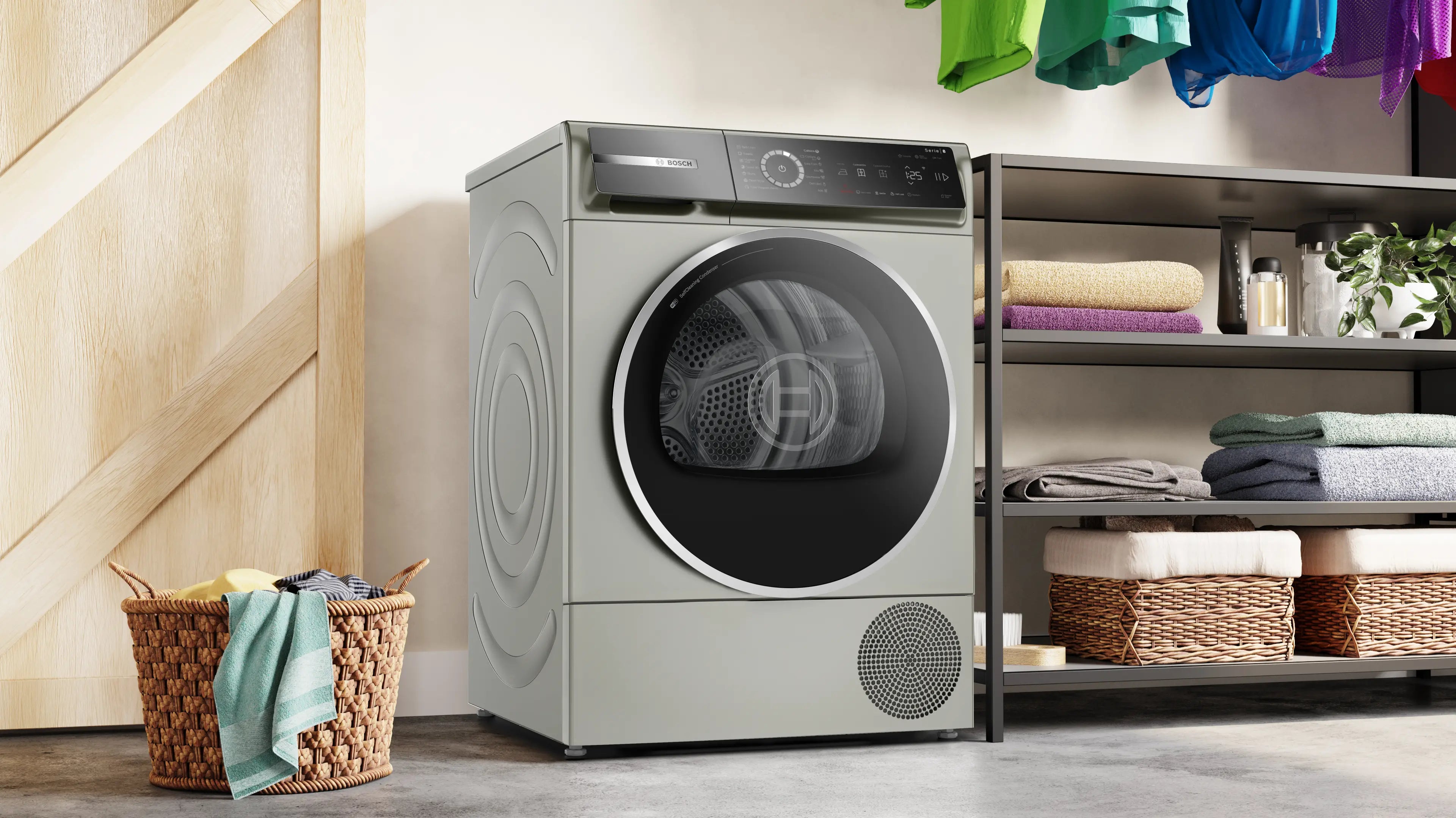 Bosch WQB245BXME heat pump tumble dryer in silver inox - alternate product view