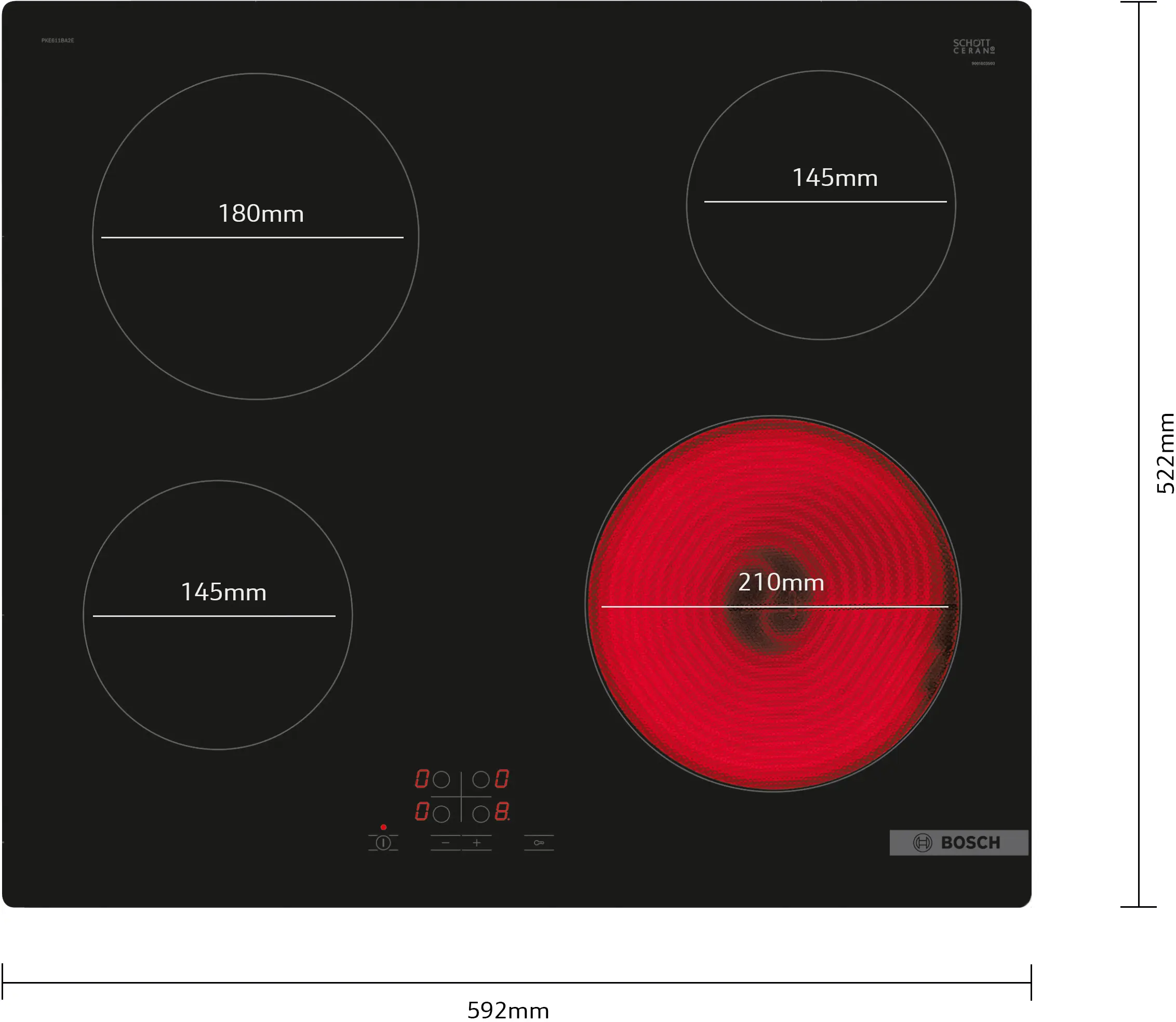 Bosch PKE611BA2E Series 4 Ceramic Hob 60CM TouchSelect ReStart Function