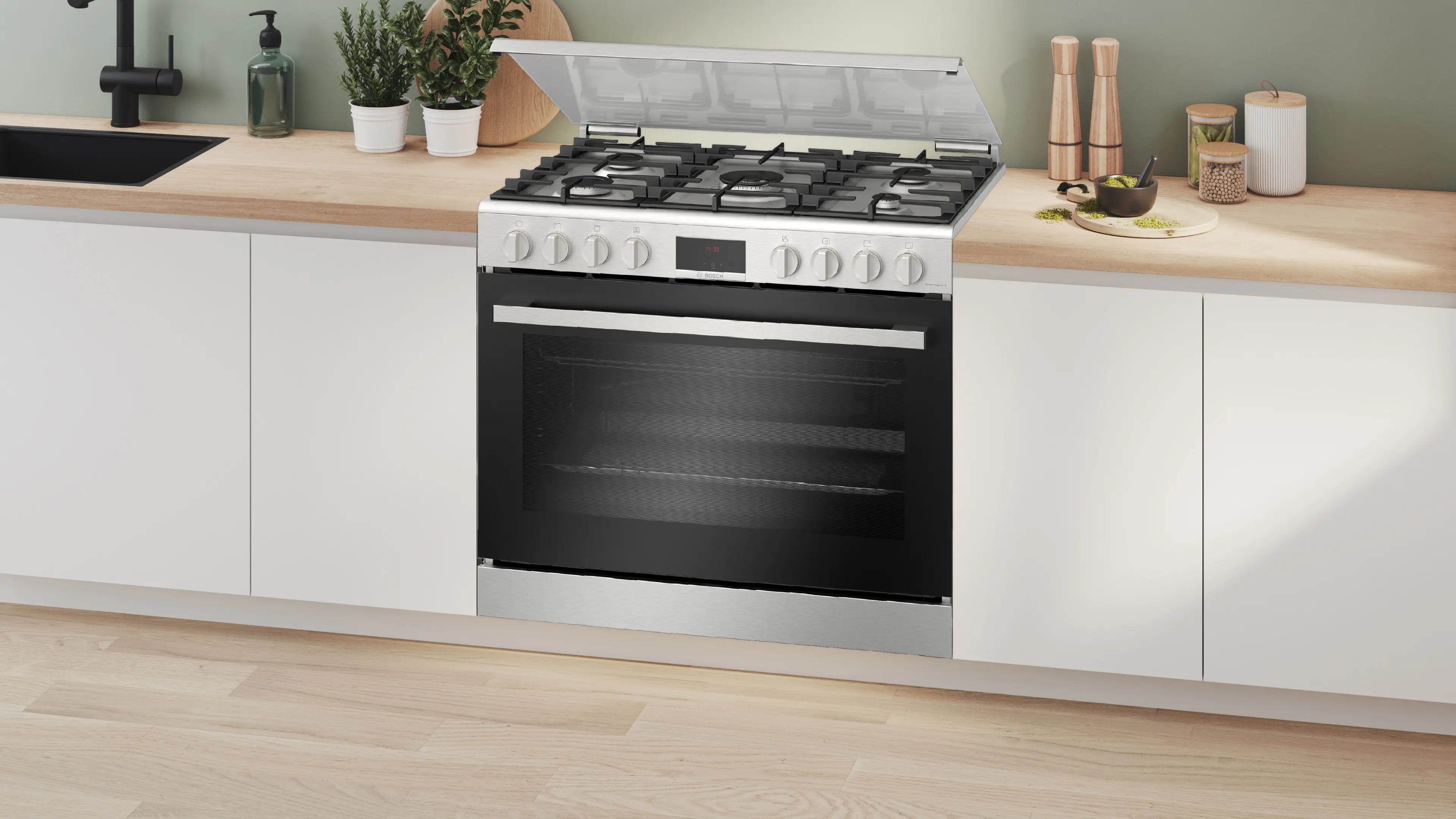 Bosch HGW3FSV51S Serie 6 Freestanding Gas Cooker 90CM 125L Stainless Steel with LED Display Control product image 8