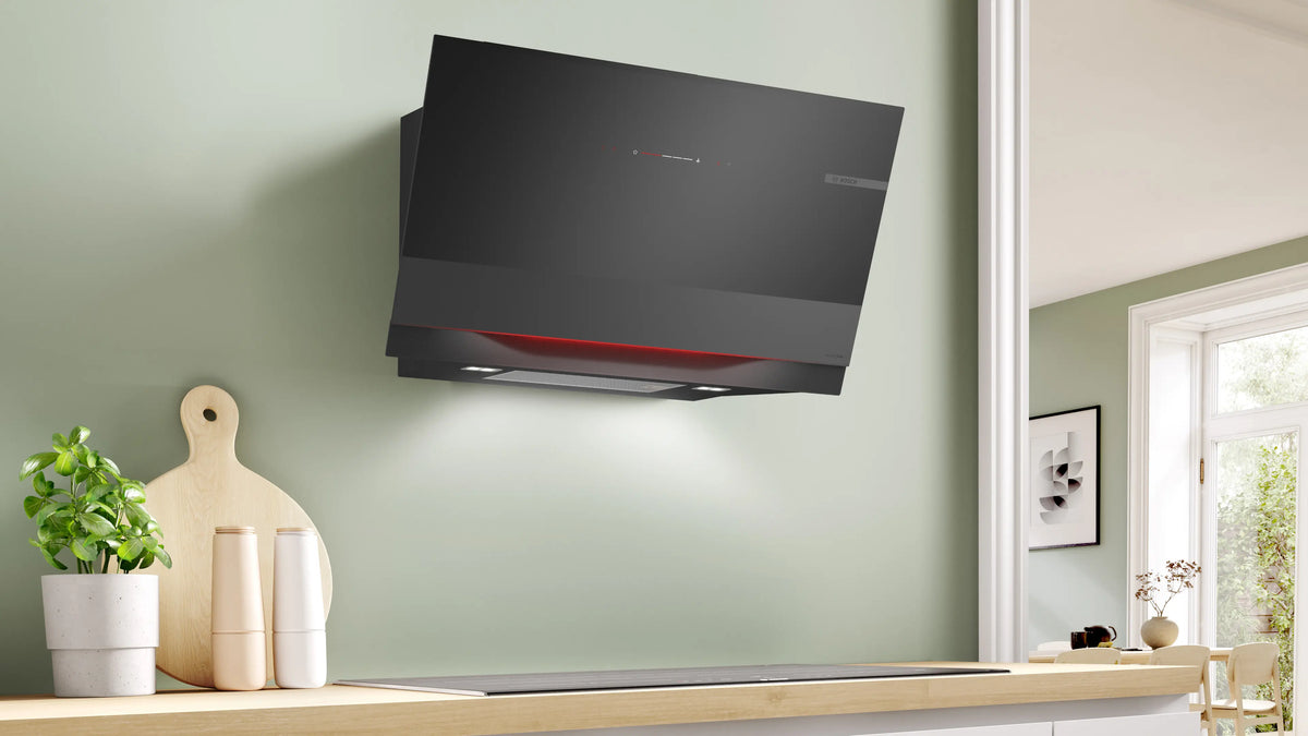 Bosch DWK91LT65 black glass cooker hood alternate product view