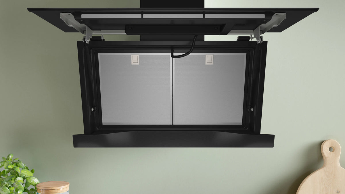 Bosch DWK91LT65 black glass cooker hood product gallery detail