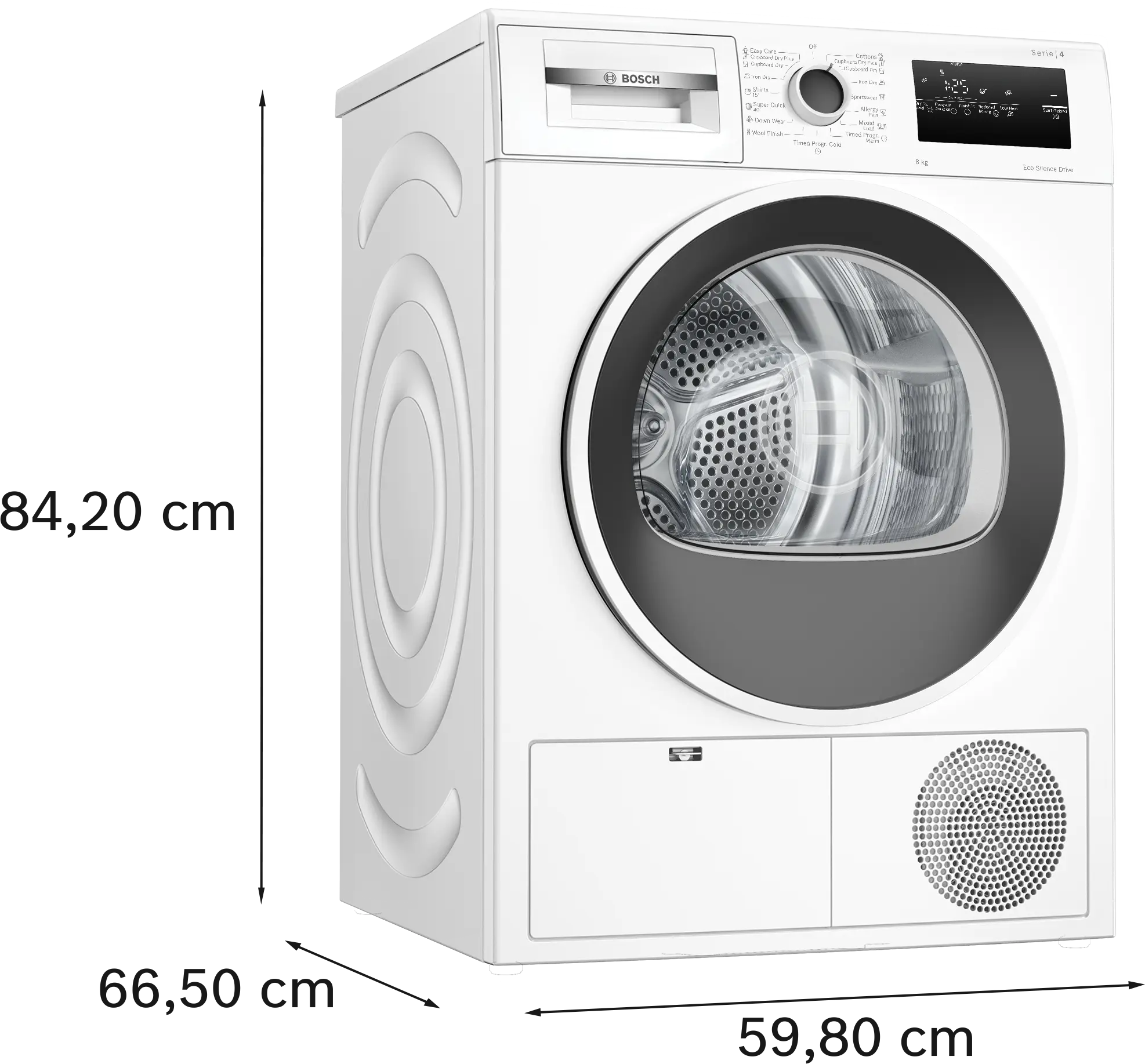 Bosch WTN86211ME white condenser tumble dryer, rear appliance view