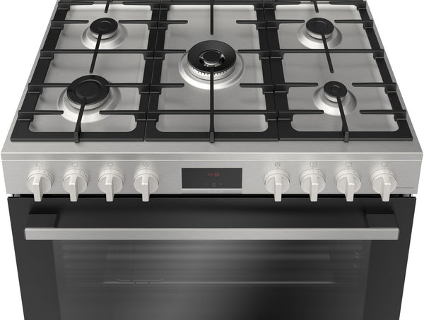 Bosch HGP3FSV50Q Serie 6 Freestanding Gas Cooker 90 cm 125L Stainless Steel with LED Display Control