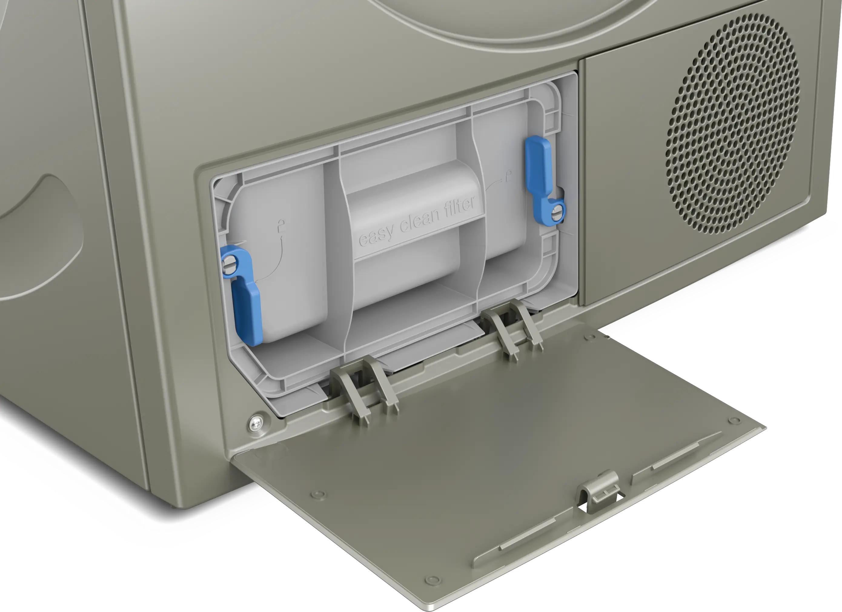 Bosch WQG1420XME filter compartment open for cleaning