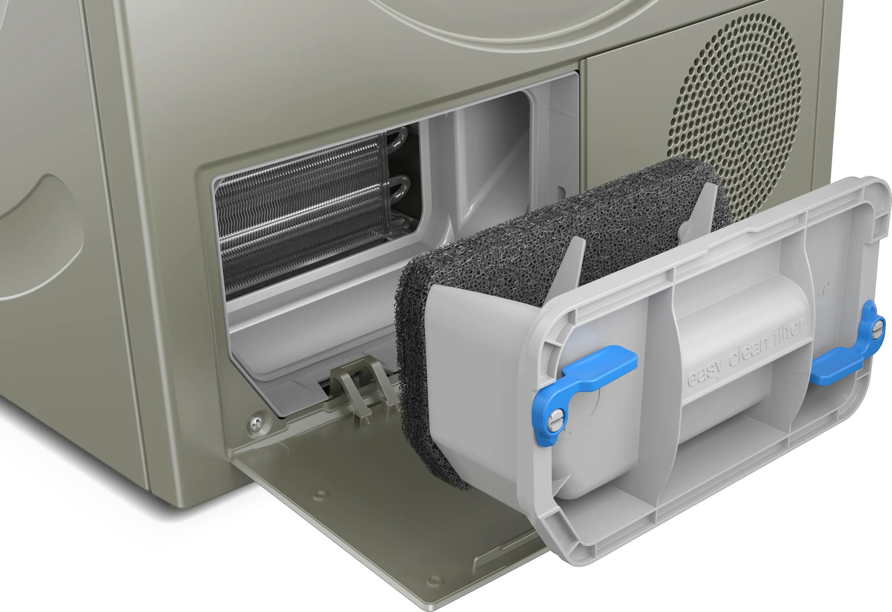 Bosch WQG1420XME filter compartment open for cleaning