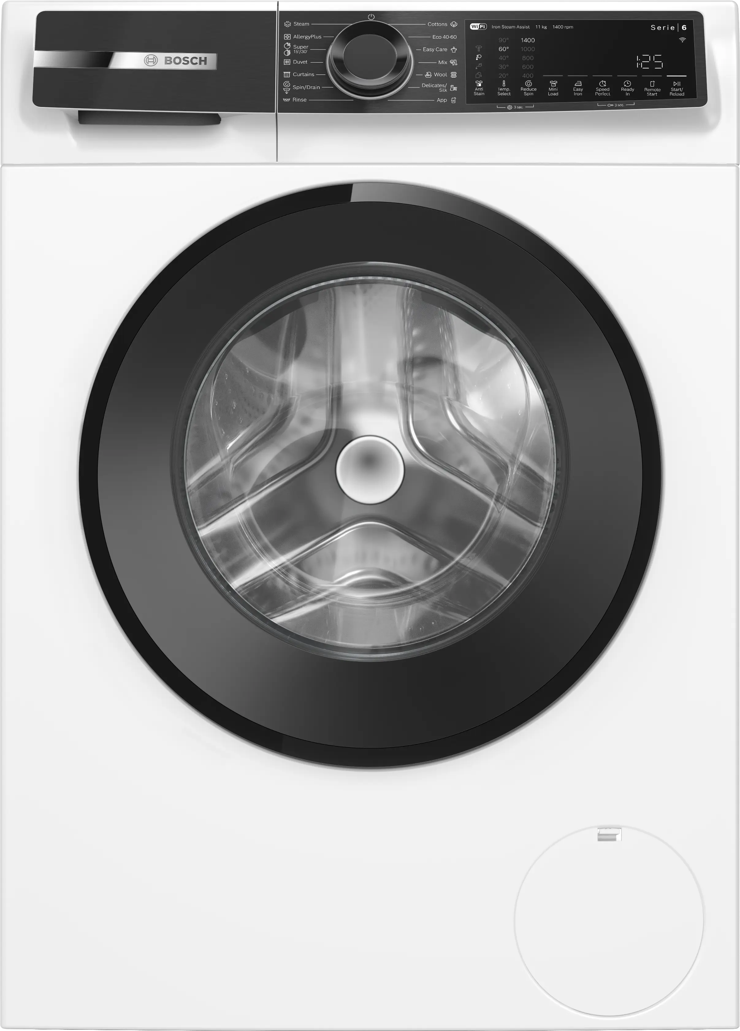 Bosch WGK264Z0ME Series 6 11 kg front-loading washing machine in white - front view