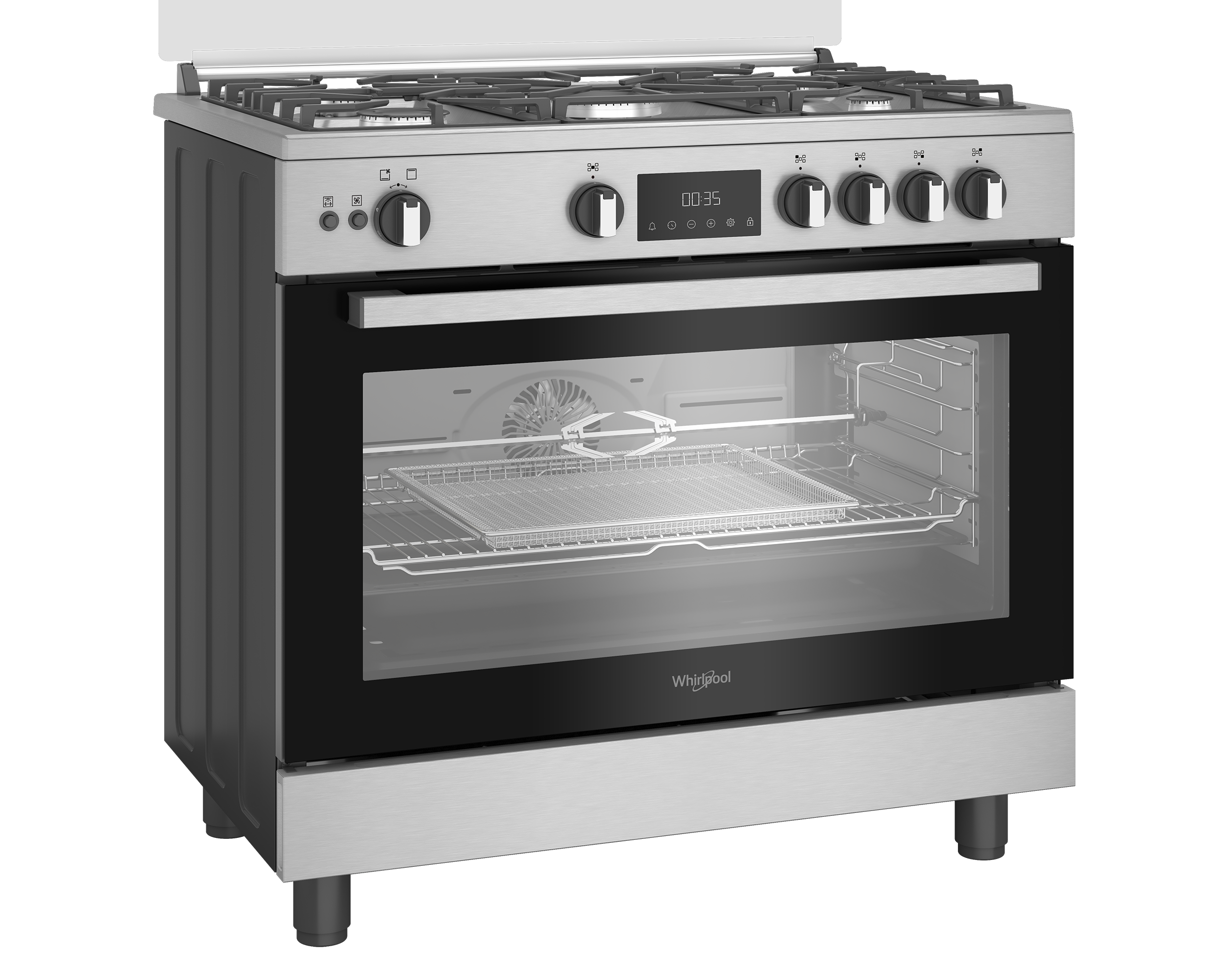 Whirlpool WR90 GGF 33229 XNA freestanding gas cooker detail view