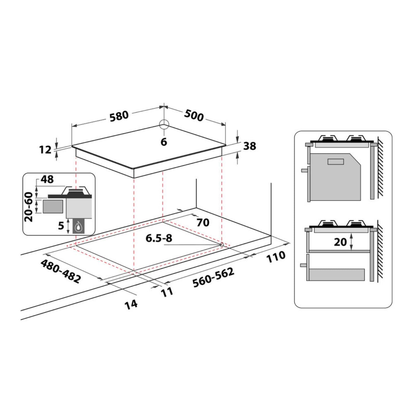 Whirlpool AKM 250 IX gas hob control panel or feature detail