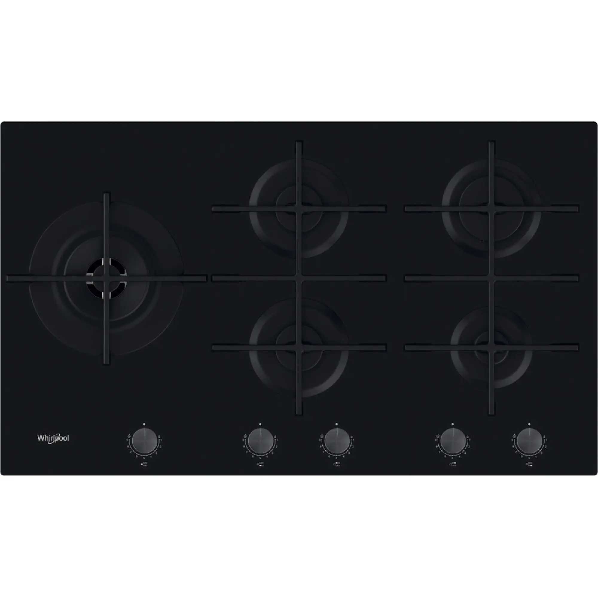 Whirlpool GOWL 928/NB gas on glass hob front view