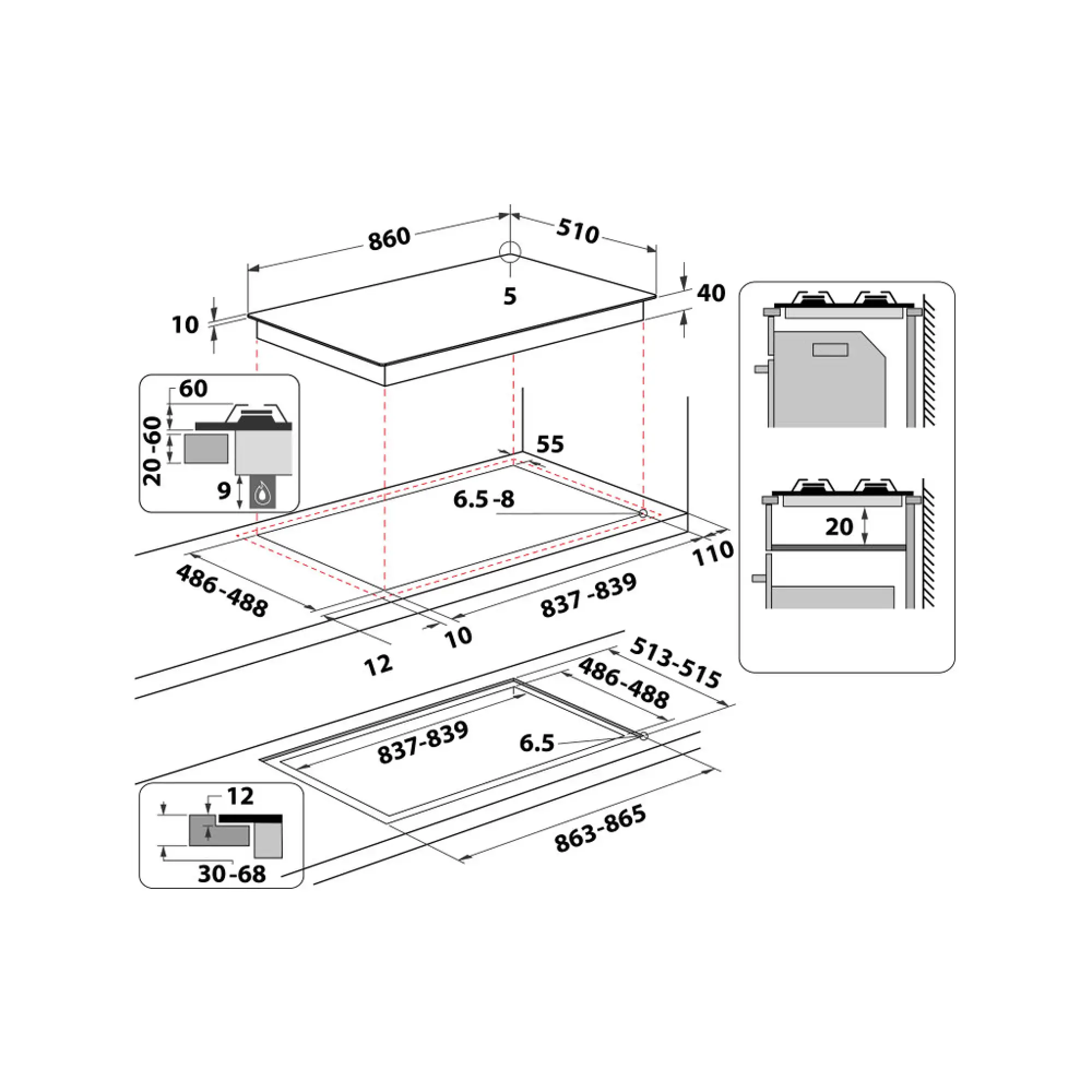 Whirlpool GOWL 928/NB gas on glass hob product image 7