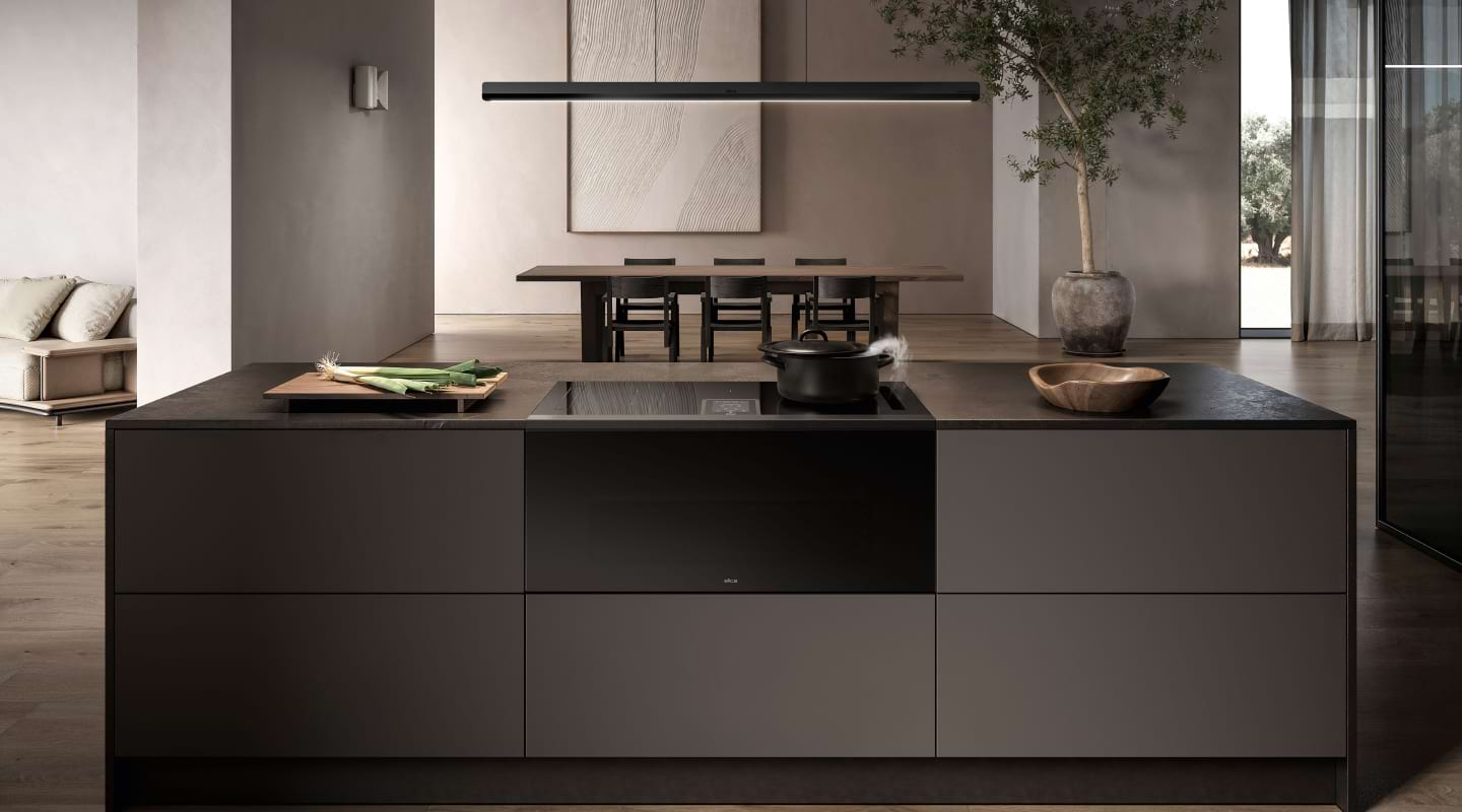 Elica LHOV COMBISTEAM BL/A/90 Induction Hob+Hood+Oven Combi Steam 90cm 1200m3/h 63Lit A+ Black