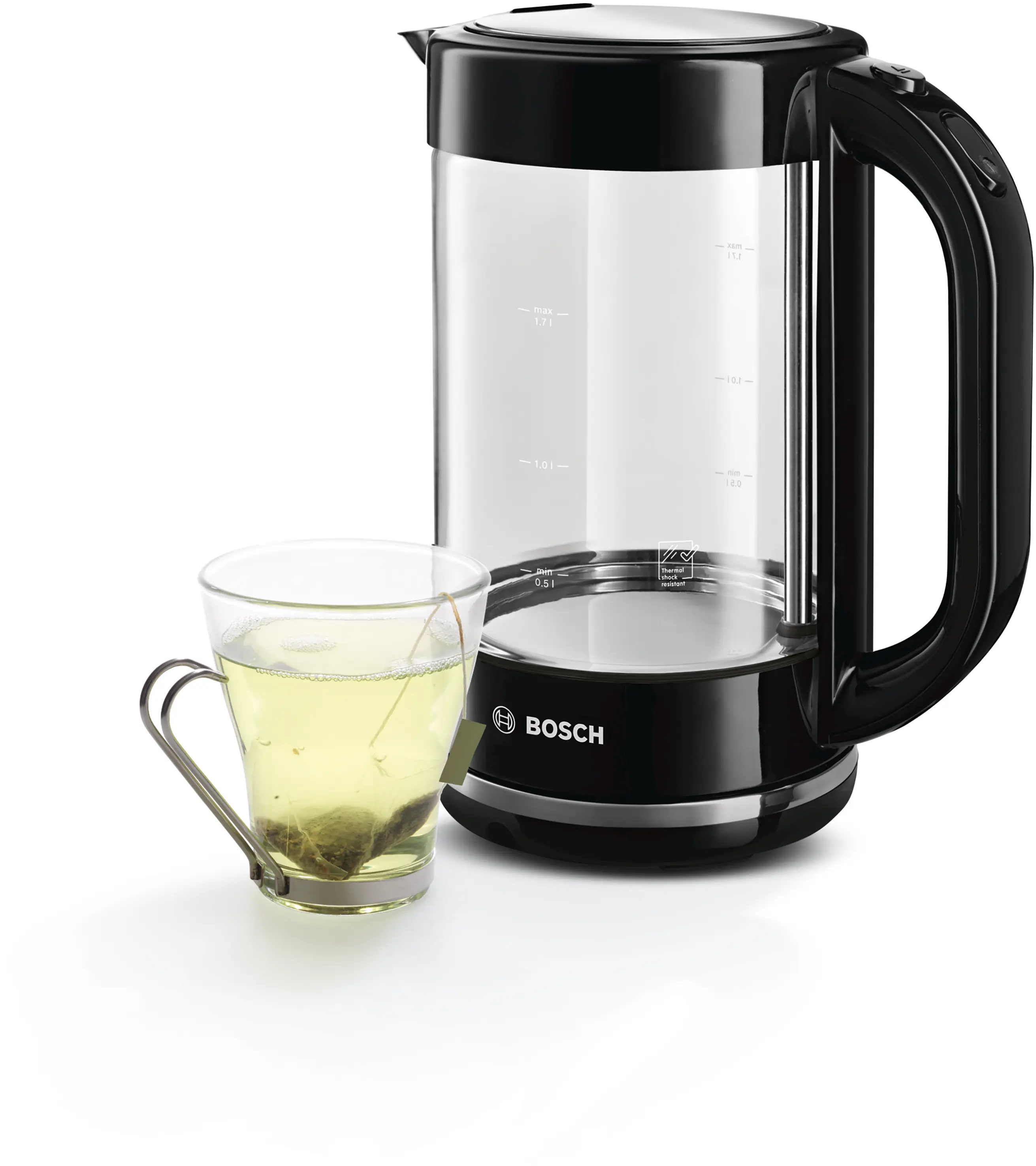 Bosch TWK70B03 Glass Water Kettle 1.7L 2400W Black product view 12