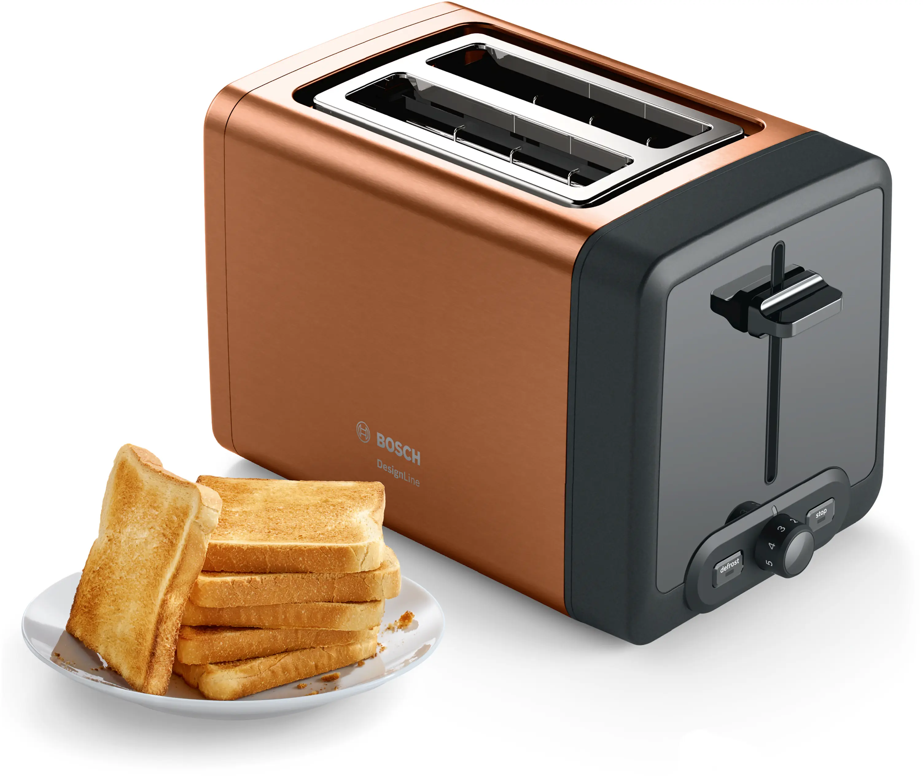 Bosch TAT4P429 Compact Toaster DesignLine 970W Copper