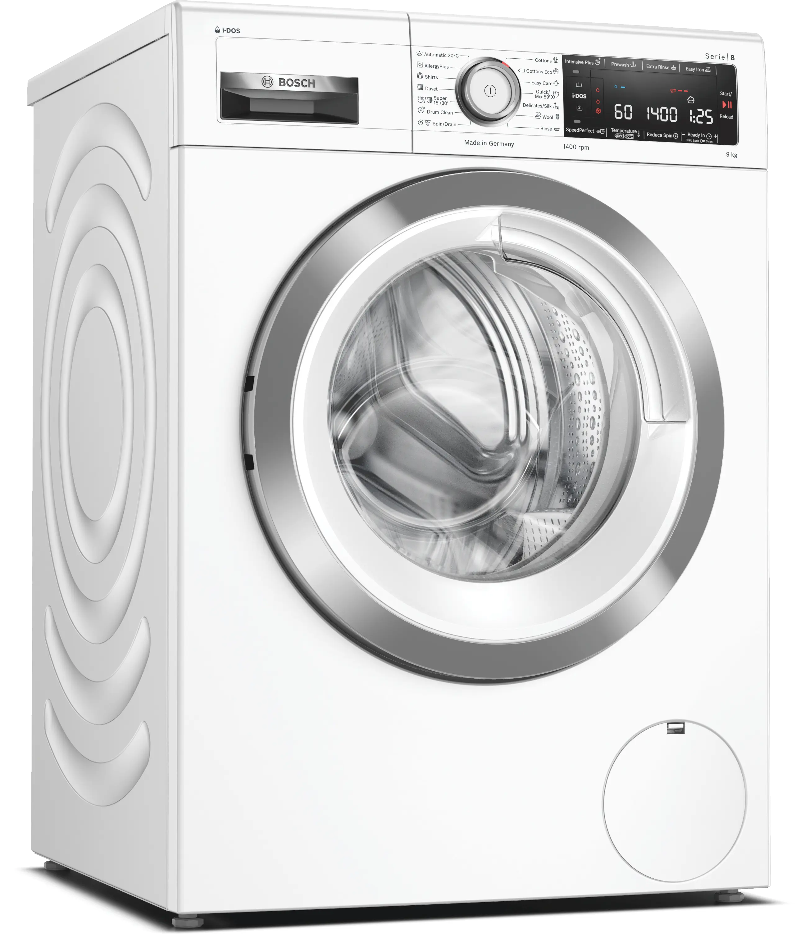 Bosch WAV28K90ME front-loading washing machine in white - front view