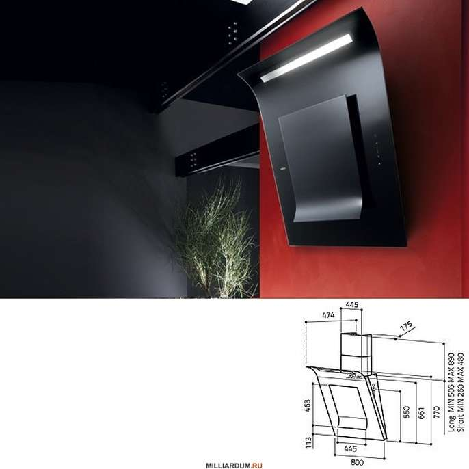 Elica SINFONIA/BL/F/80 80cm hood in black glass at Tahboub Appliances Jordan