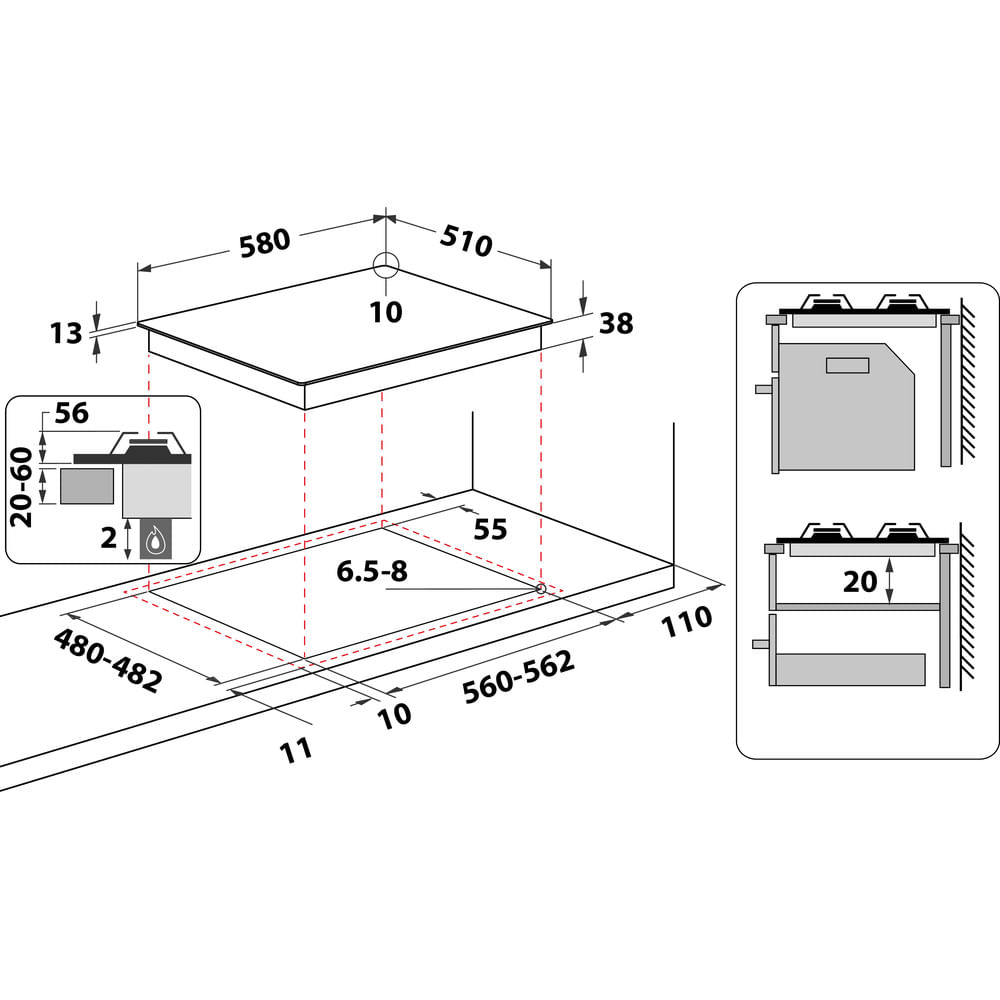 Whirlpool TGML 661 IX gas hob product image 9