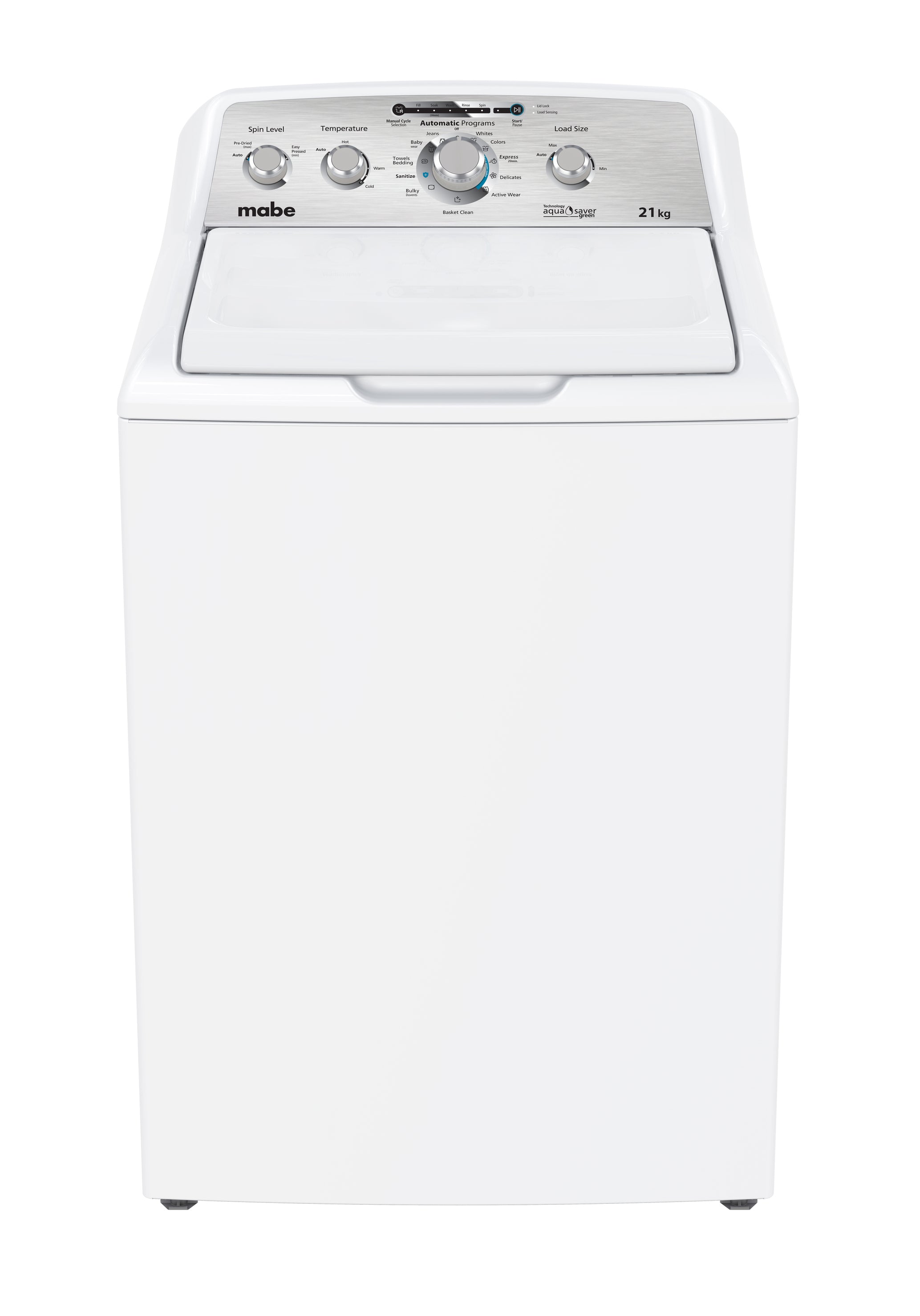 Mabe WMA71214CBCS0 American Top-Loading Washing Machine 21KG 700RPM Aqua Saver Green White