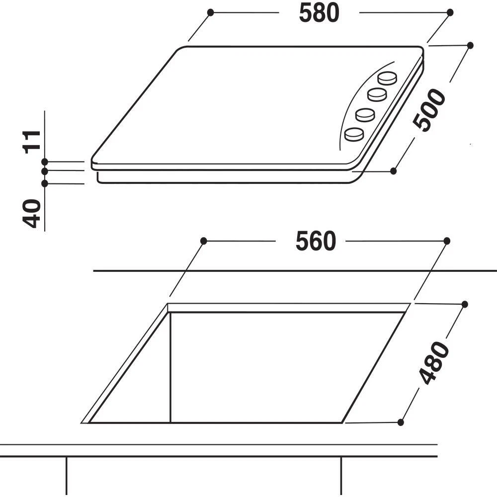 Whirlpool AKM 261/IX gas-electric hob detail view
