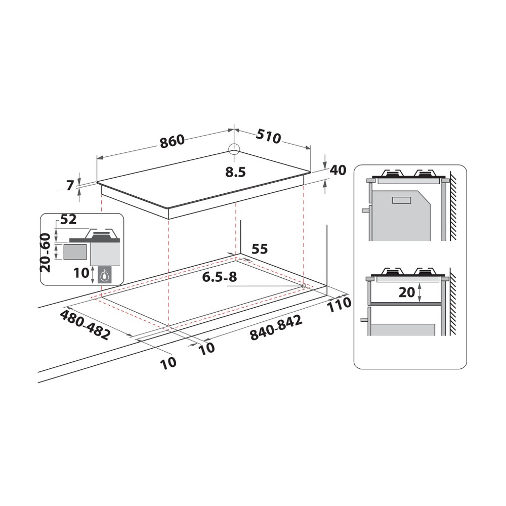 Whirlpool GMWL 928/IXL gas hob product image 4