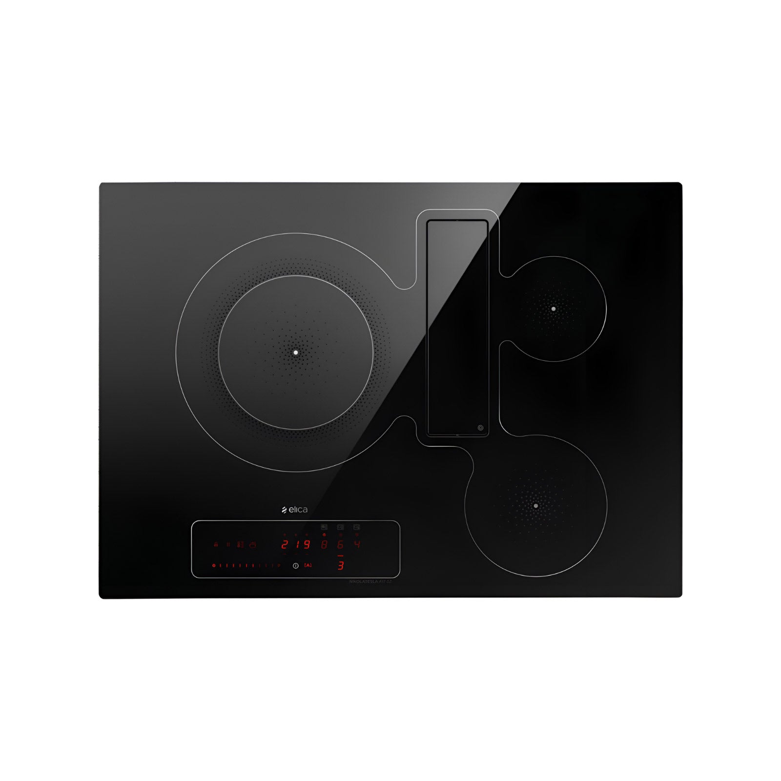 Elica NIKOLATESLA FIT 3Z main product image showing the 60cm induction hob with integrated extractor in black glass.