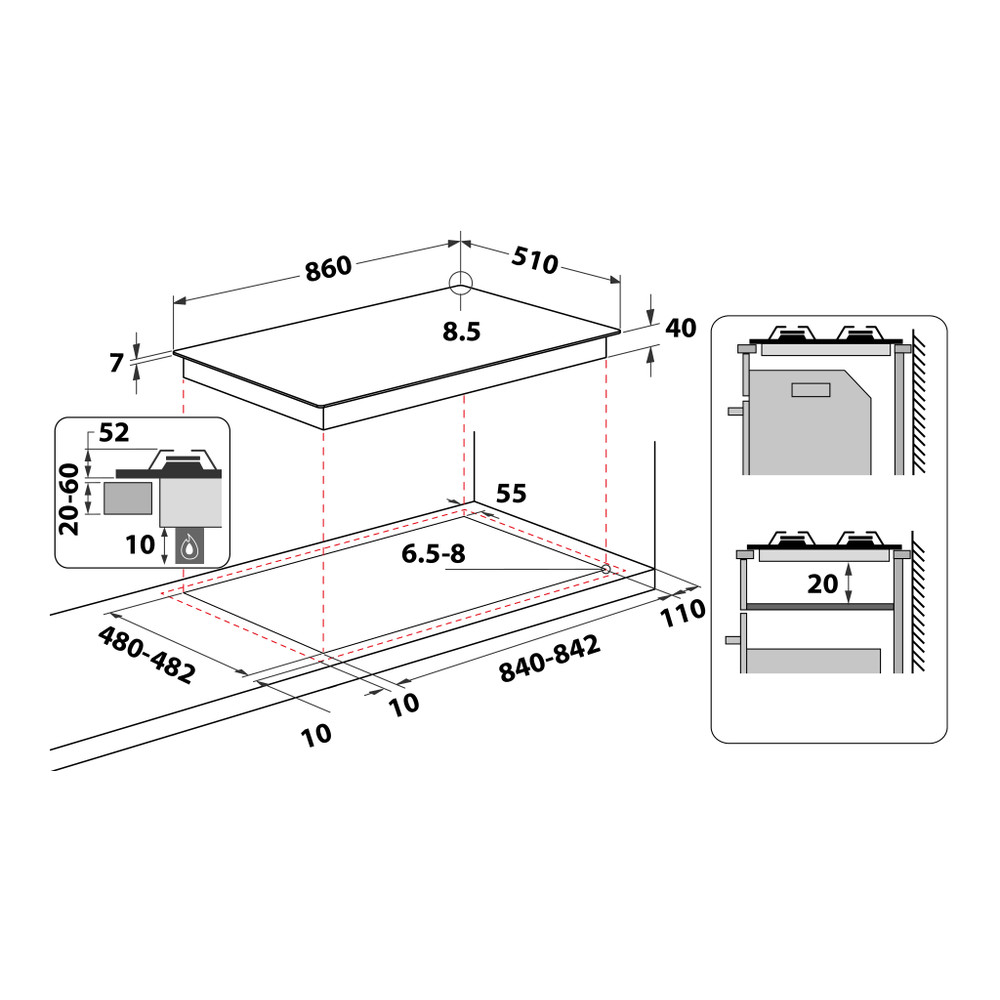Whirlpool GMA 9522/IX gas hob product image 4