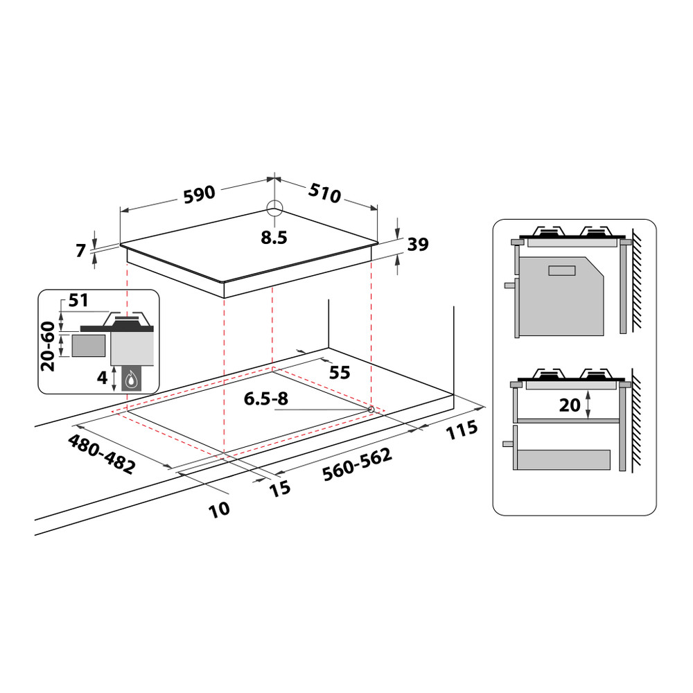 Whirlpool GMWL 628/IXL gas hob product image 5