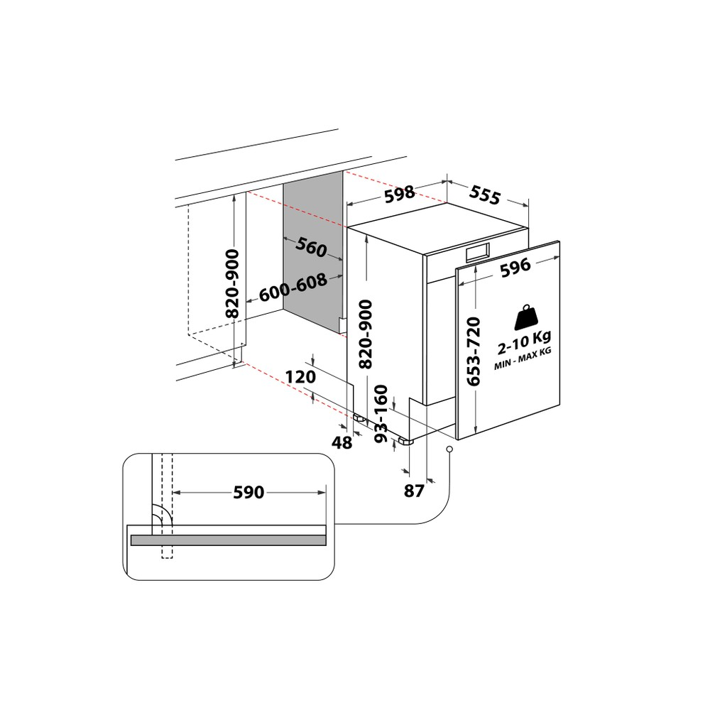 Whirlpool WIE 2B19 N UK fully integrated dishwasher product image 11