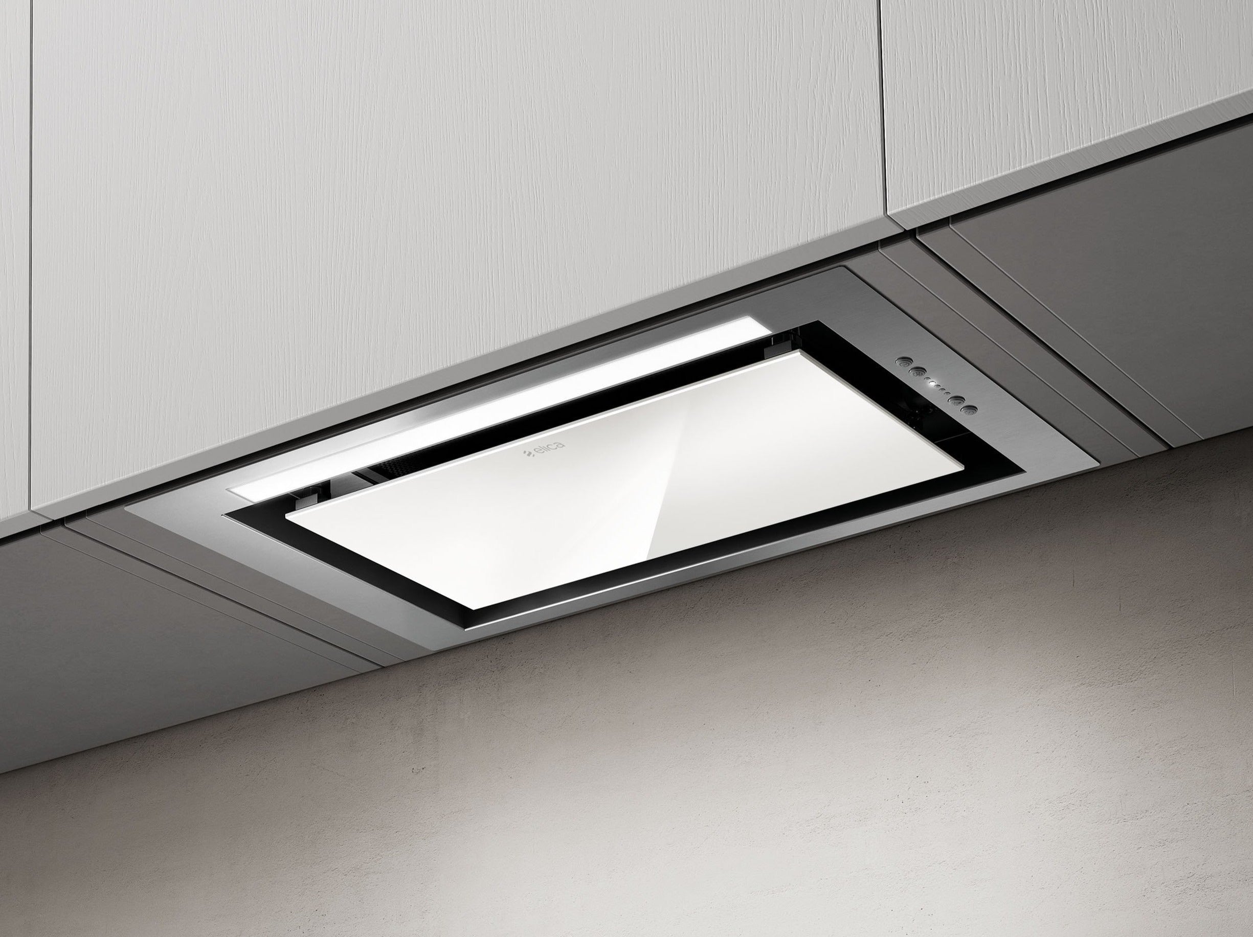 ELICA HIDDEN IX/A/90 Built-In Hood 90cm 800m3/h Stainless Steel White Glass