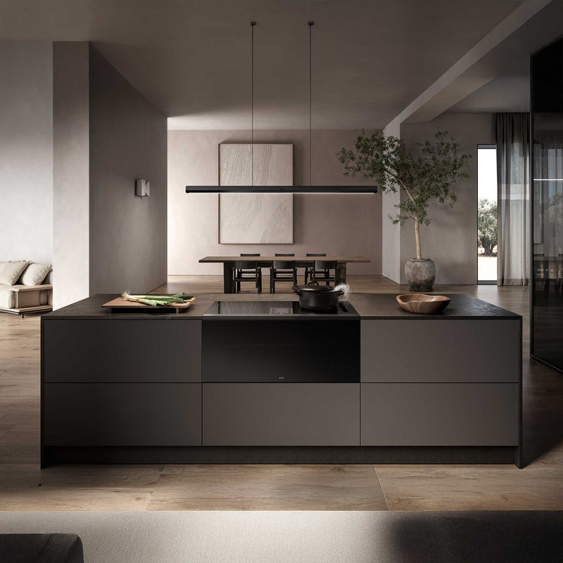 Induction Hob+Hood+Oven Combi Steam 90cm 1200m3/h 63Lit A+ Black