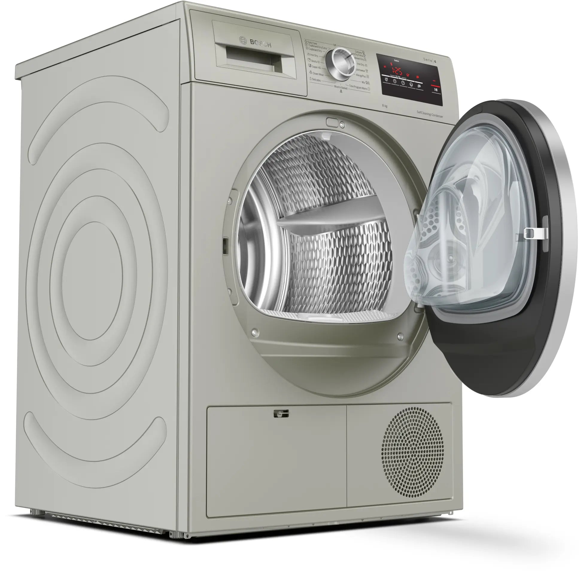 Bosch WTN8543SME condenser tumble dryer in silver inox - product detail view