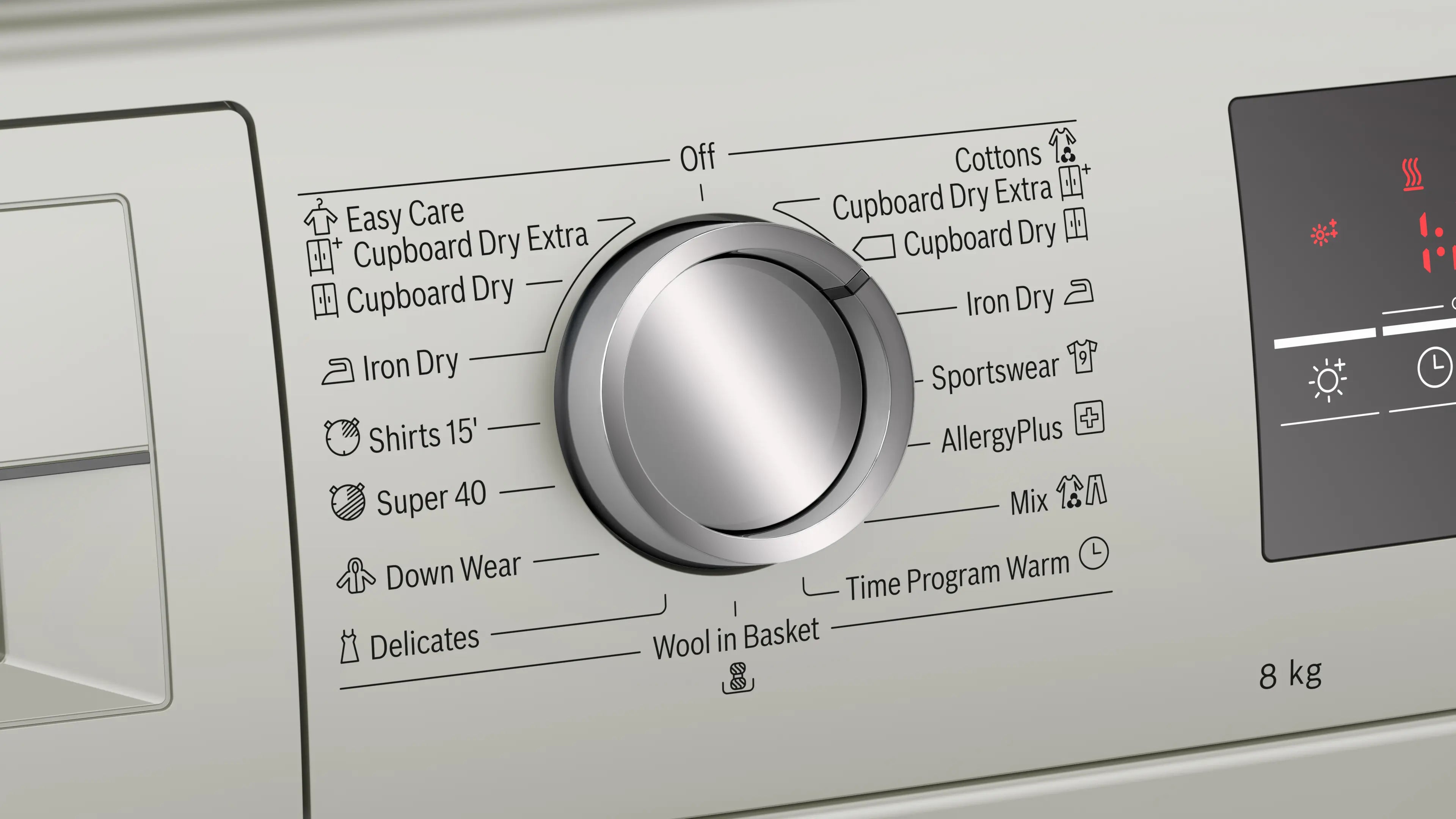 Bosch WTN8543SME condenser tumble dryer in silver inox - side view