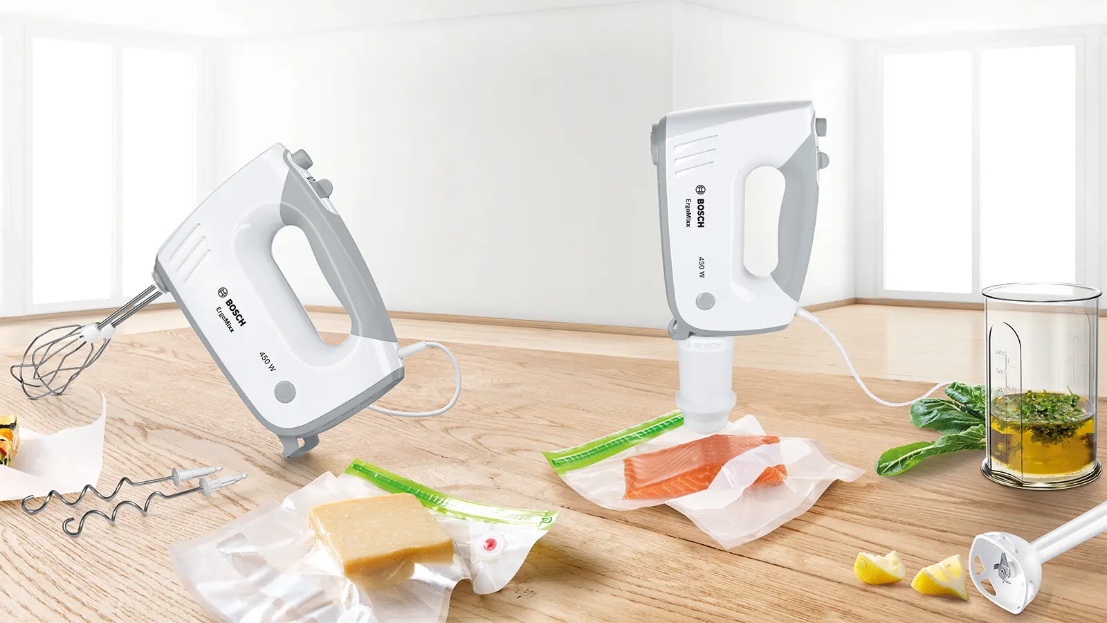 Bosch MFQ364V0 ErgoMixx Hand Mixer 450W with Fresh Vacuum System White product view 6