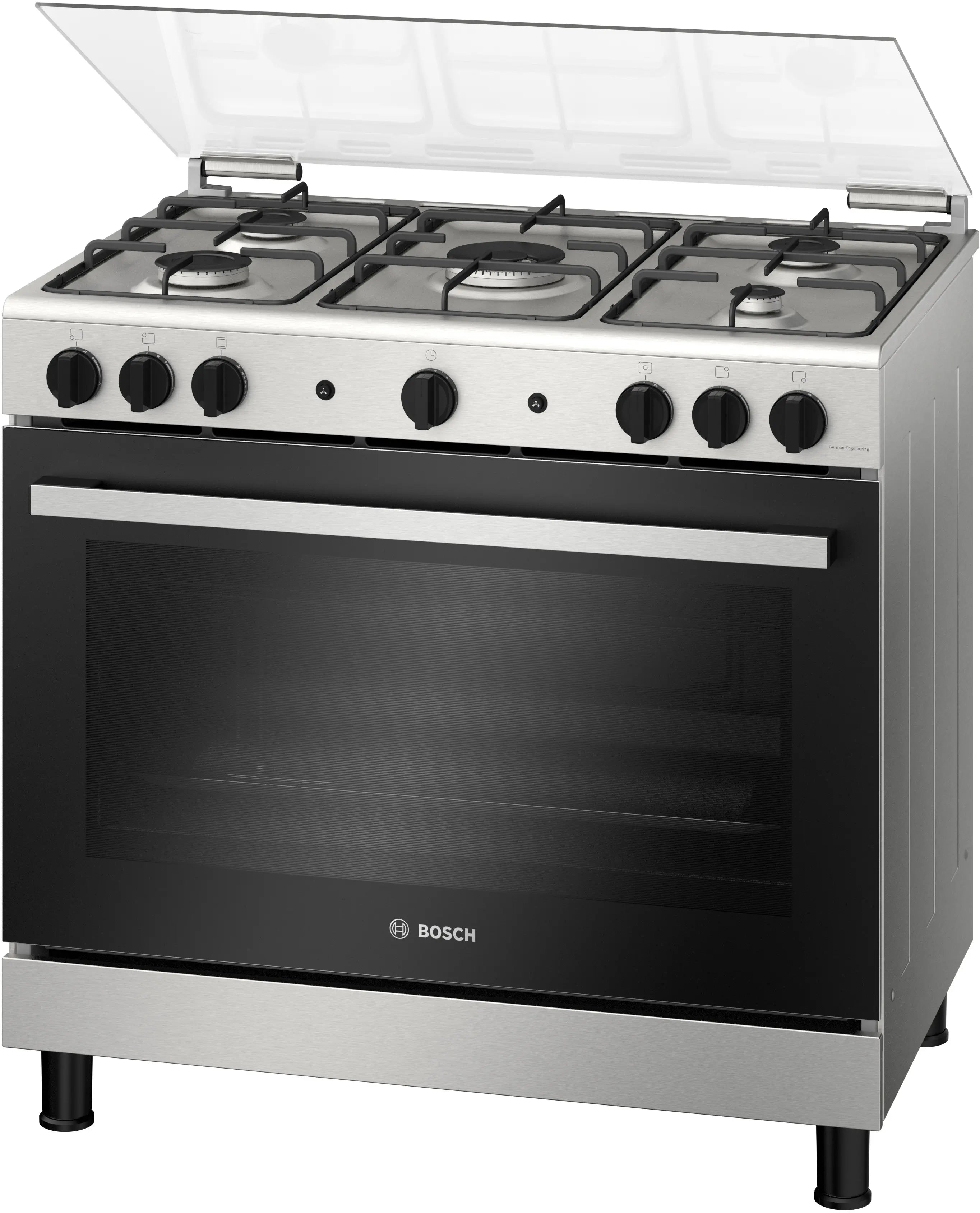 Bosch HGV1F0U51S Serie 2 Freestanding Gas Cooker 90CM 125L Stainless Steel product image 1