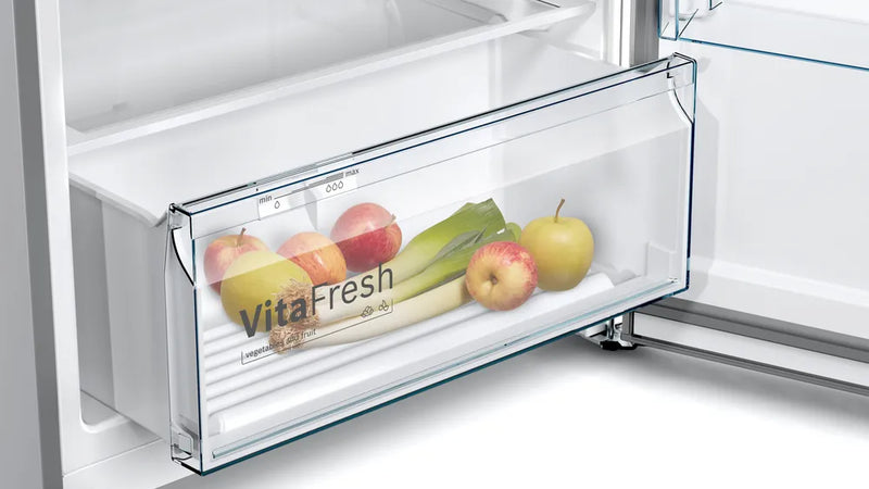 Top Mount Freezer-Fridge 70cm Serie 4 328Lit  Led S.Steel look