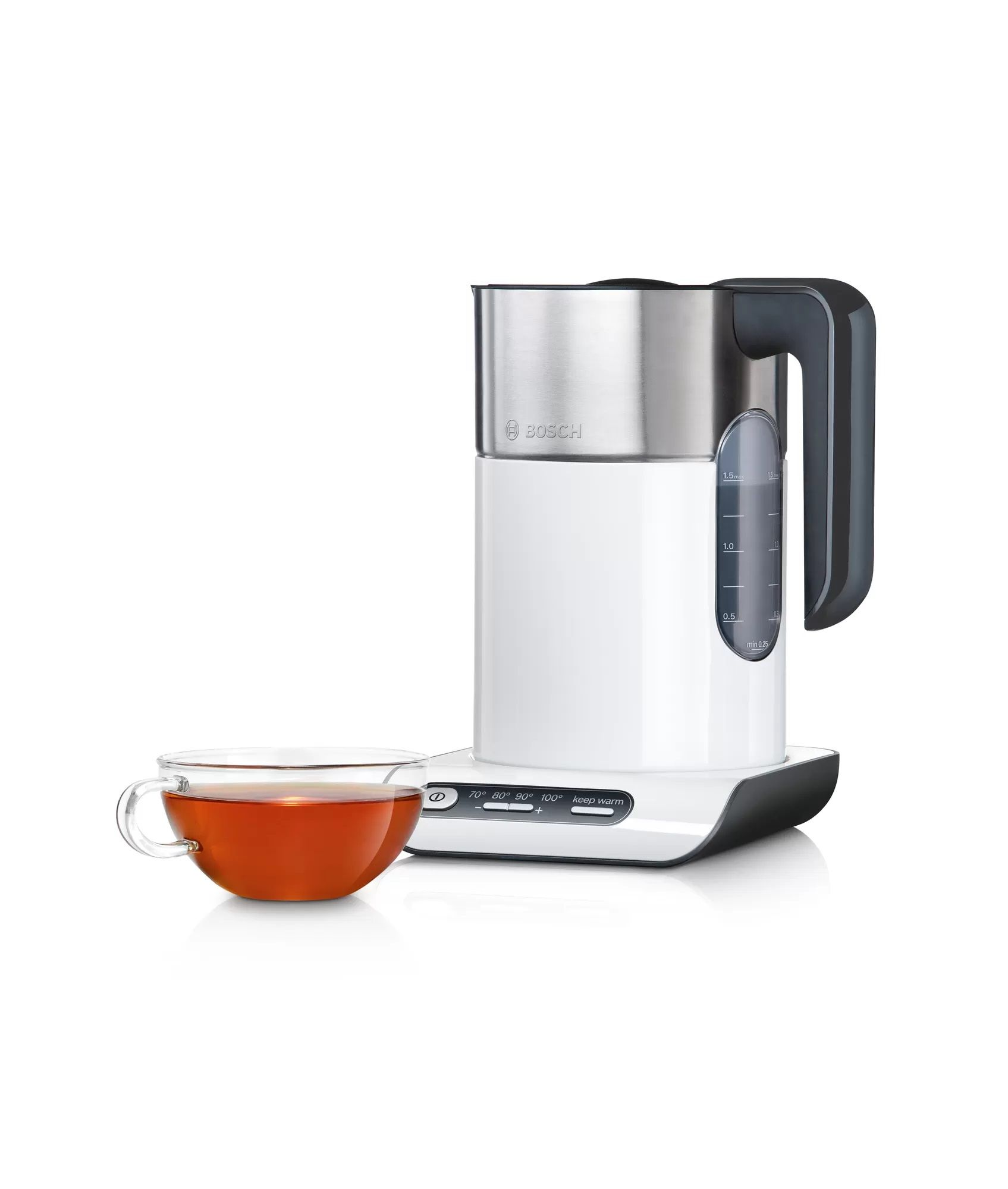 Bosch TWK8611P Styline Water Kettle 1.5L 2000-2400W White Stainless Steel product view 15