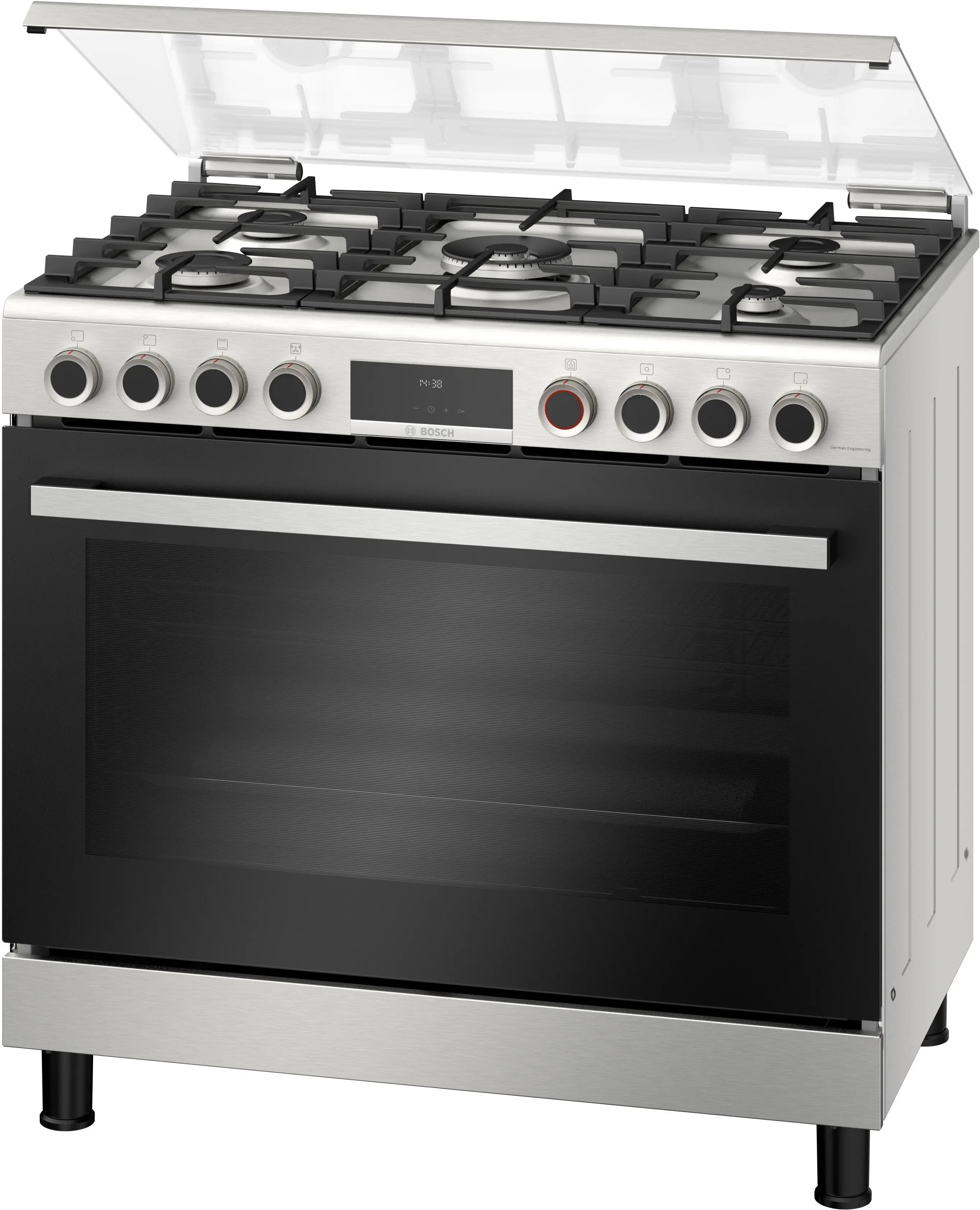 Bosch HGX5G7W50S Serie 6 Freestanding Gas Cooker 90CM 125L Stainless Steel with Hybrid Cooking product image 1