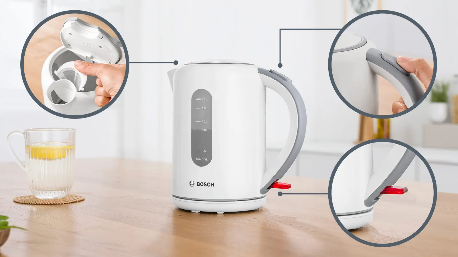 Bosch TWK7601 Water Kettle 1.7L 1850-2200W White product view 5