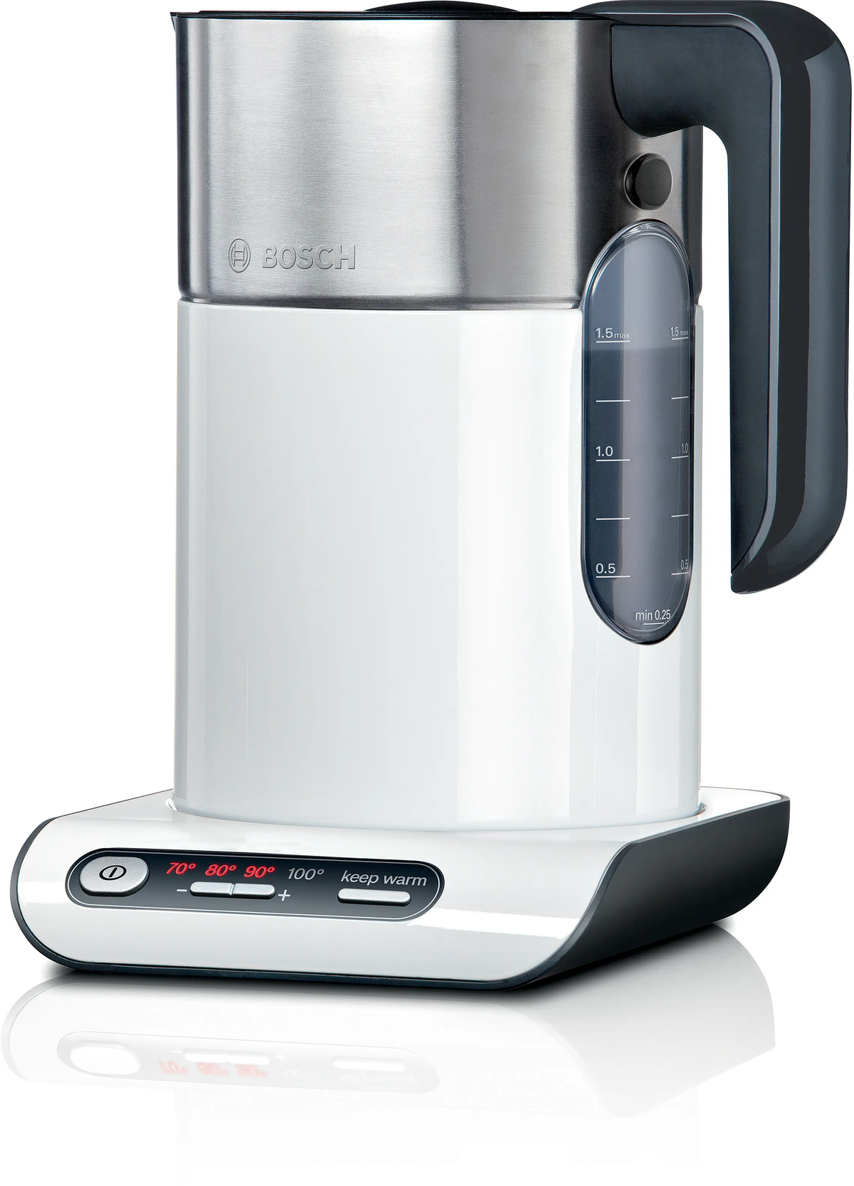 Bosch TWK8611P Styline Water Kettle 1.5L 2000-2400W White Stainless Steel main product image