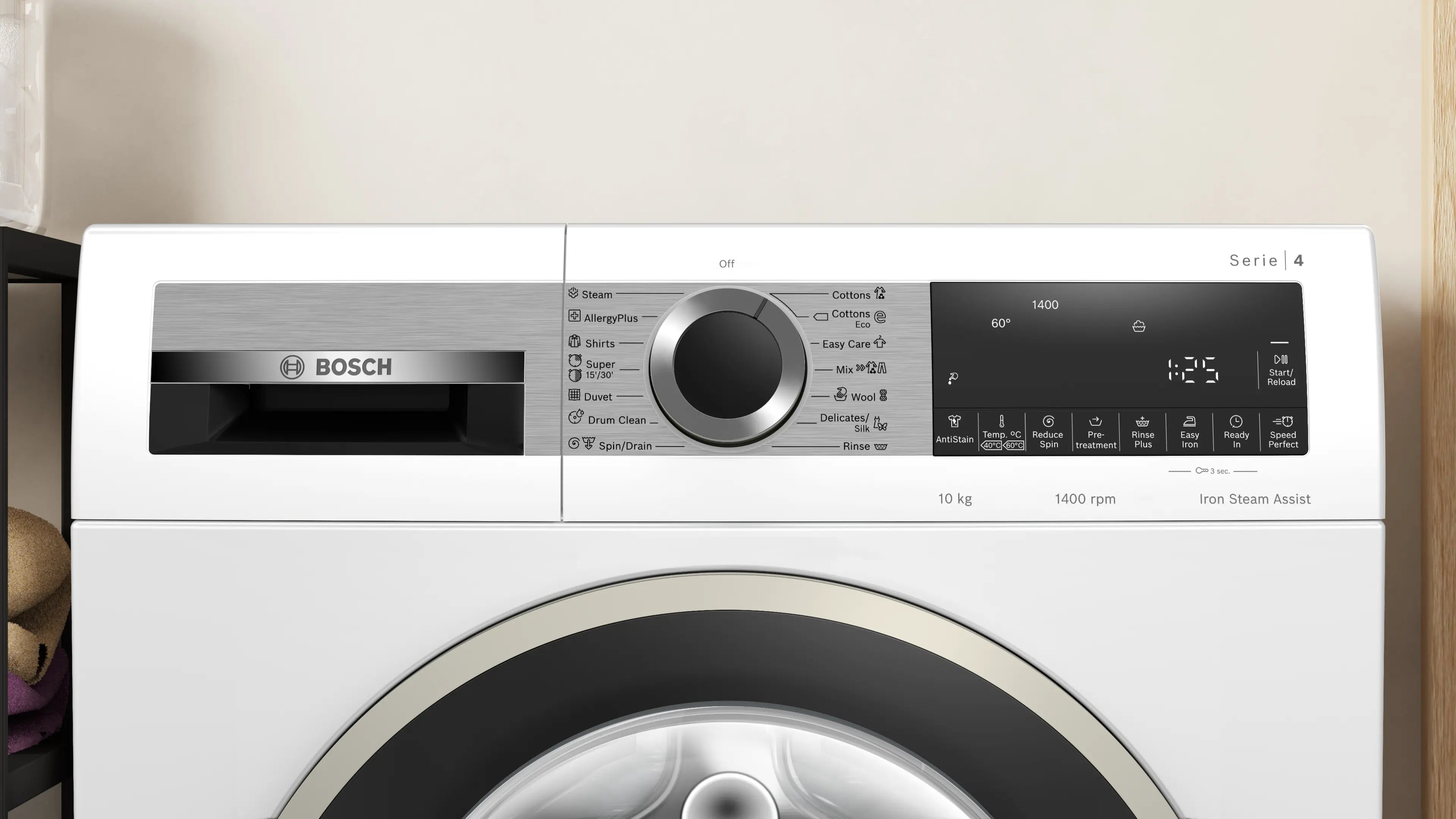 Bosch WGA25400ME front-loading washing machine in white - angled front view