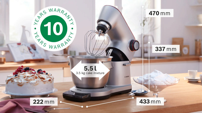 BOSCH MUM9YX5S12 Series 8 Kitchen machine with scale OptiMUM 1500 W Silver, Black